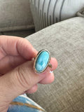 Larimar Oval Ring - Sterling Silver - Size 5 -Calming & Clear-Communication | Rings | Wiccan Center