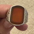 Carnelian Ring with Gothic Ornate Engraving Detail – Sterling Silver – Size 13 – Vitality & Courage | Rings | Wiccan Center