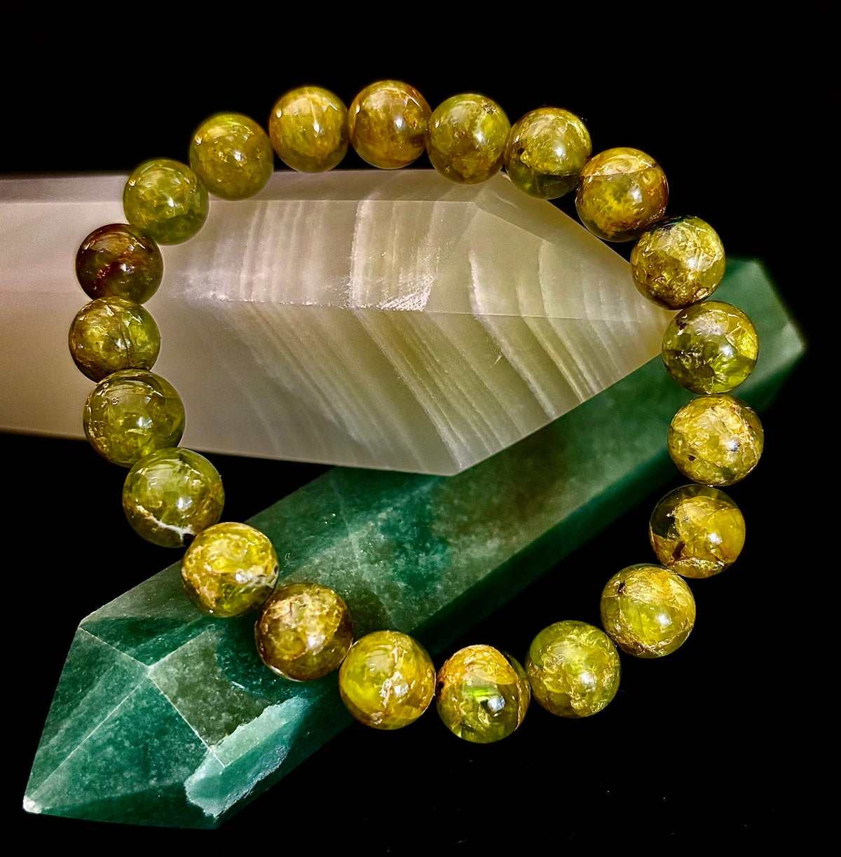 Radiant Light: AAA Grade Natural Peridot 8-9mm Crystal Stretch Bracelet | | Wiccan Center