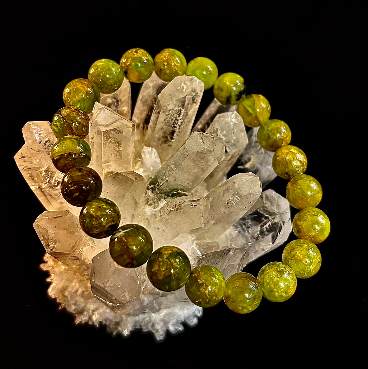 Radiant Light: AAA Grade Natural Peridot 8-9mm Crystal Stretch Bracelet | | Wiccan Center