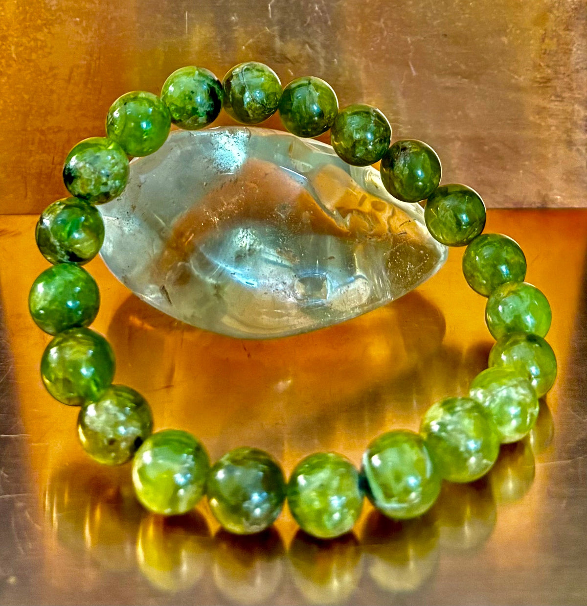 Radiant Light: AAA Grade Natural Peridot 8-9mm Crystal Stretch Bracelet | | Wiccan Center