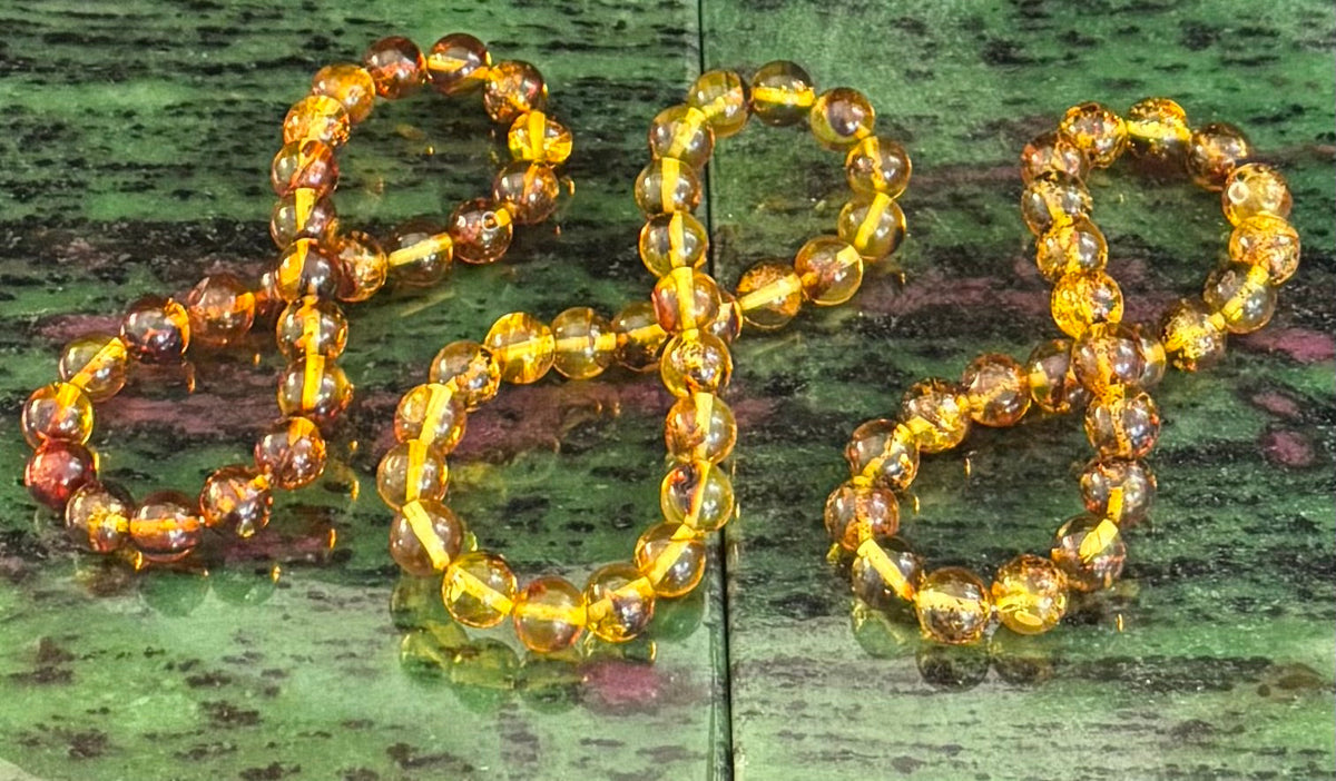Golden Glow: Genuine Indonesian Amber 7-8mm Stretch Bracelet | | Wiccan Center