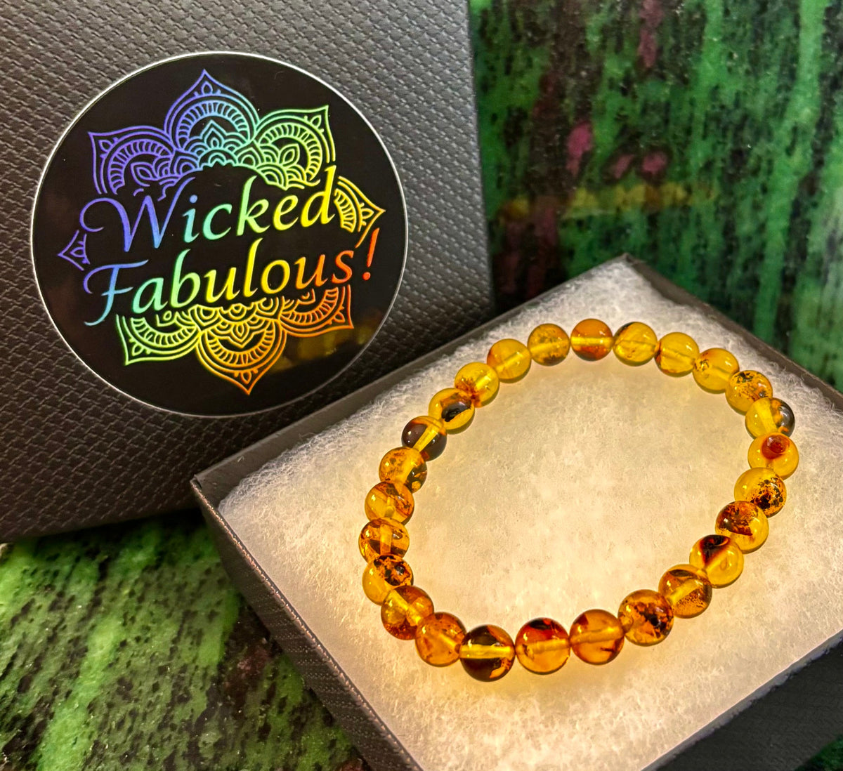 Golden Glow: Genuine Indonesian Amber 7-8mm Stretch Bracelet | | Wiccan Center