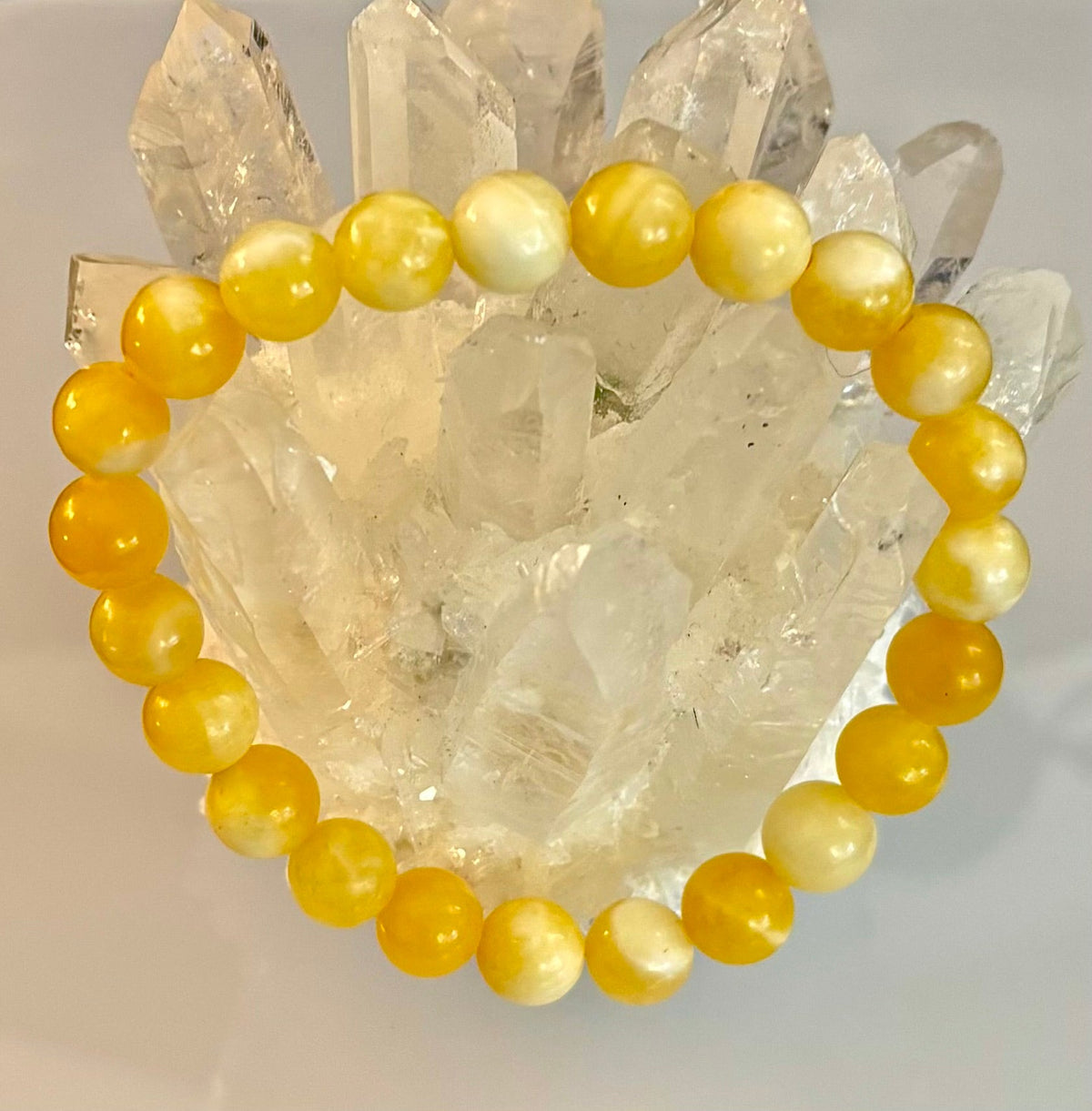 Citrus Sol: Natural Orange Calcite 8mm Crystal Stretch Bracelet | | Wiccan Center