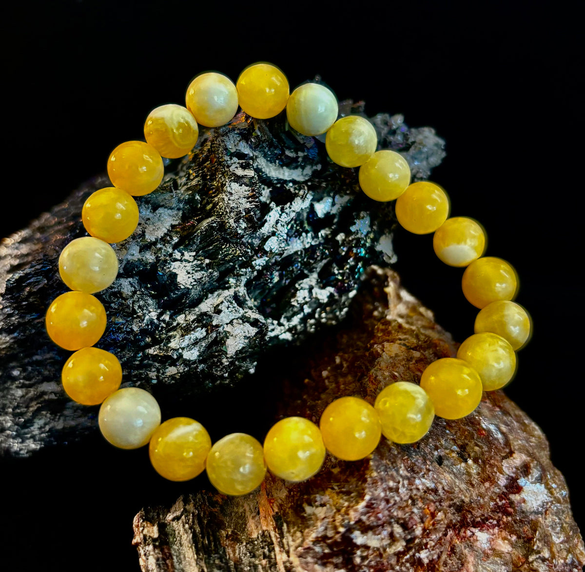 Citrus Sol: Natural Orange Calcite 8mm Crystal Stretch Bracelet | | Wiccan Center