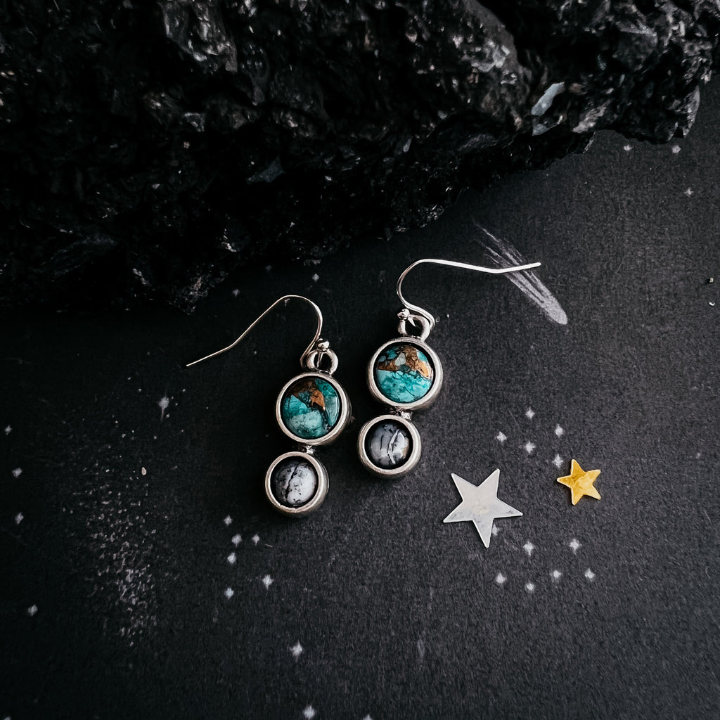 Earth and Moon Natural Stone Dangle Earrings | Earrings | Wiccan Center