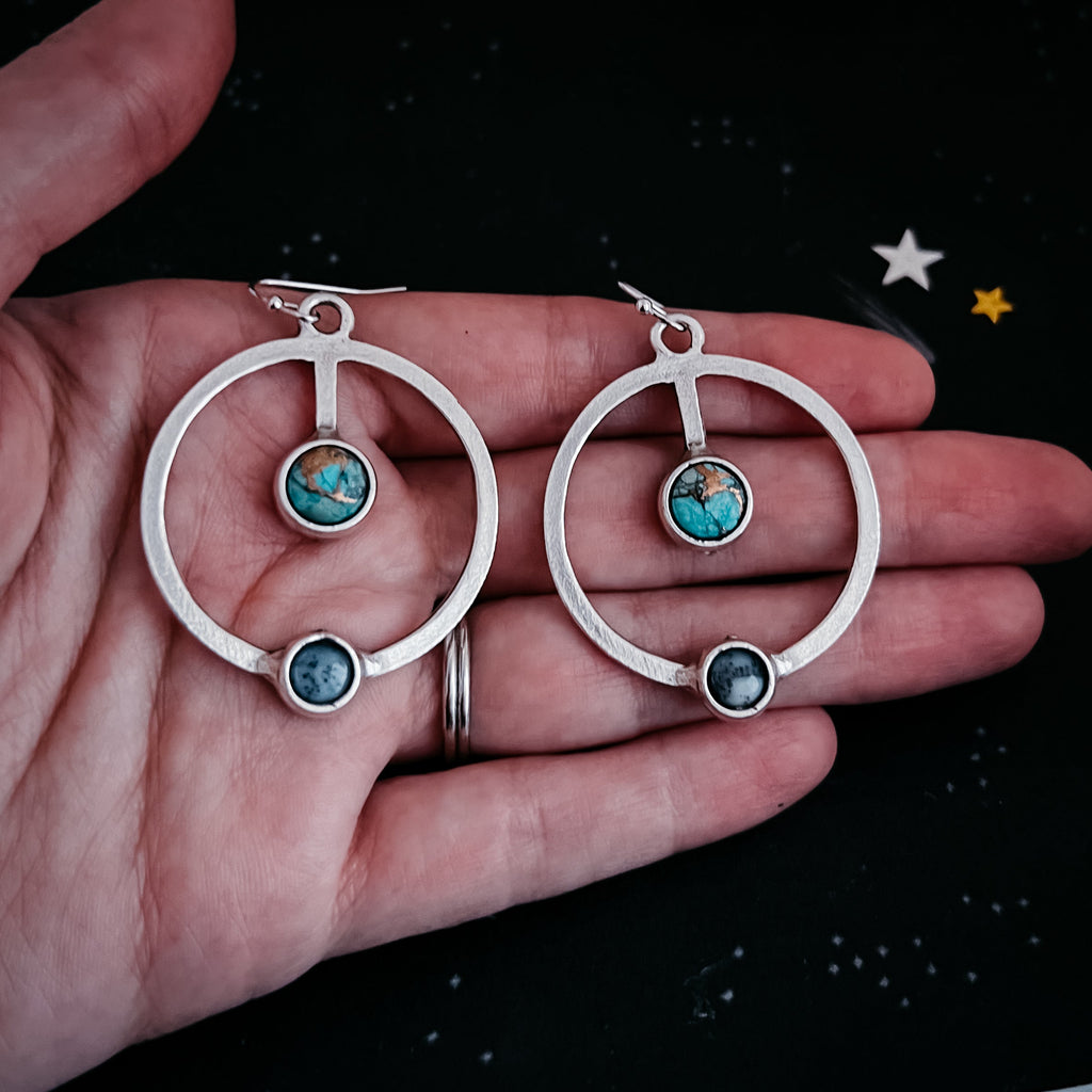 Artemis Earrings - Lunar Orbit Dangles with Natural Stones | Earrings | Wiccan Center