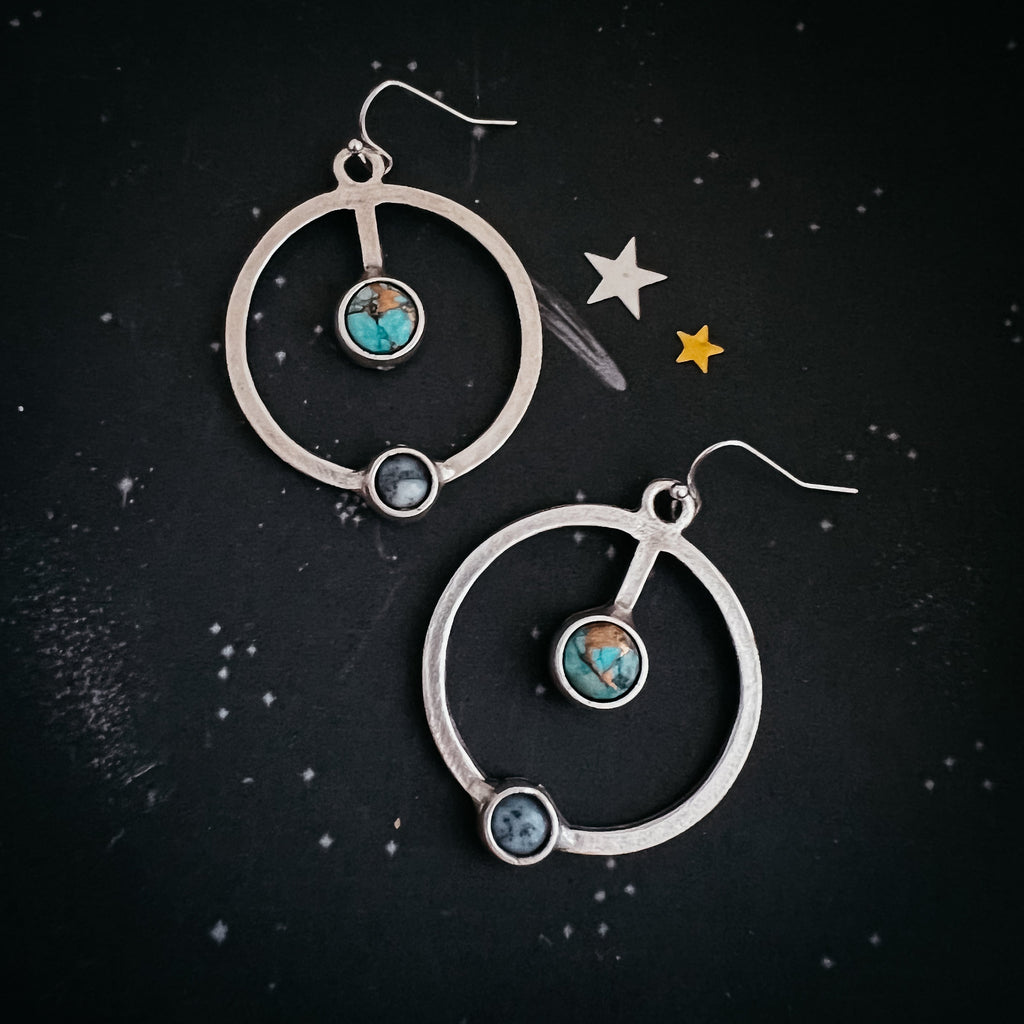 Artemis Earrings - Lunar Orbit Dangles with Natural Stones | Earrings | Wiccan Center