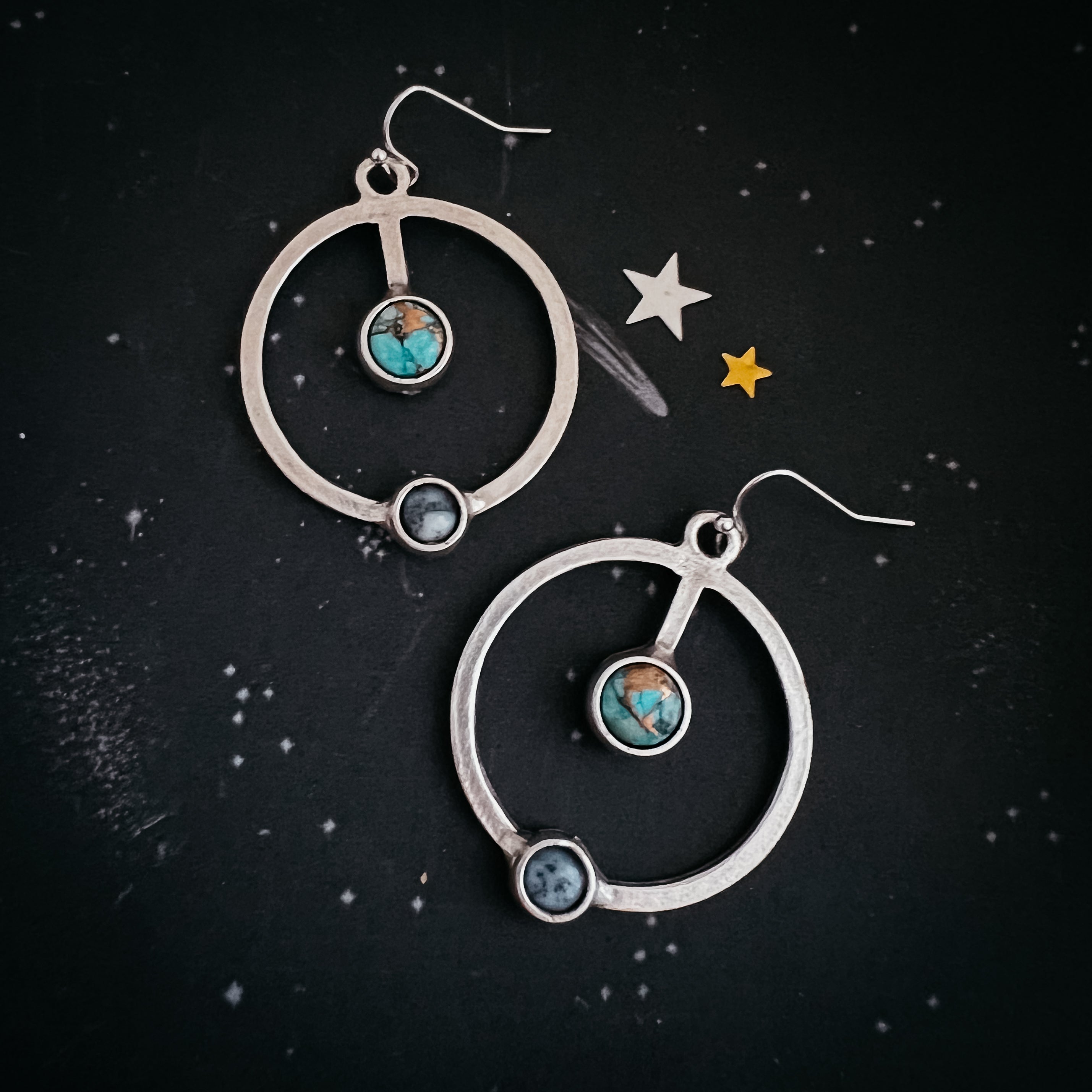Artemis Earrings - Lunar Orbit Dangles with Natural Stones | Earrings | Wiccan Center