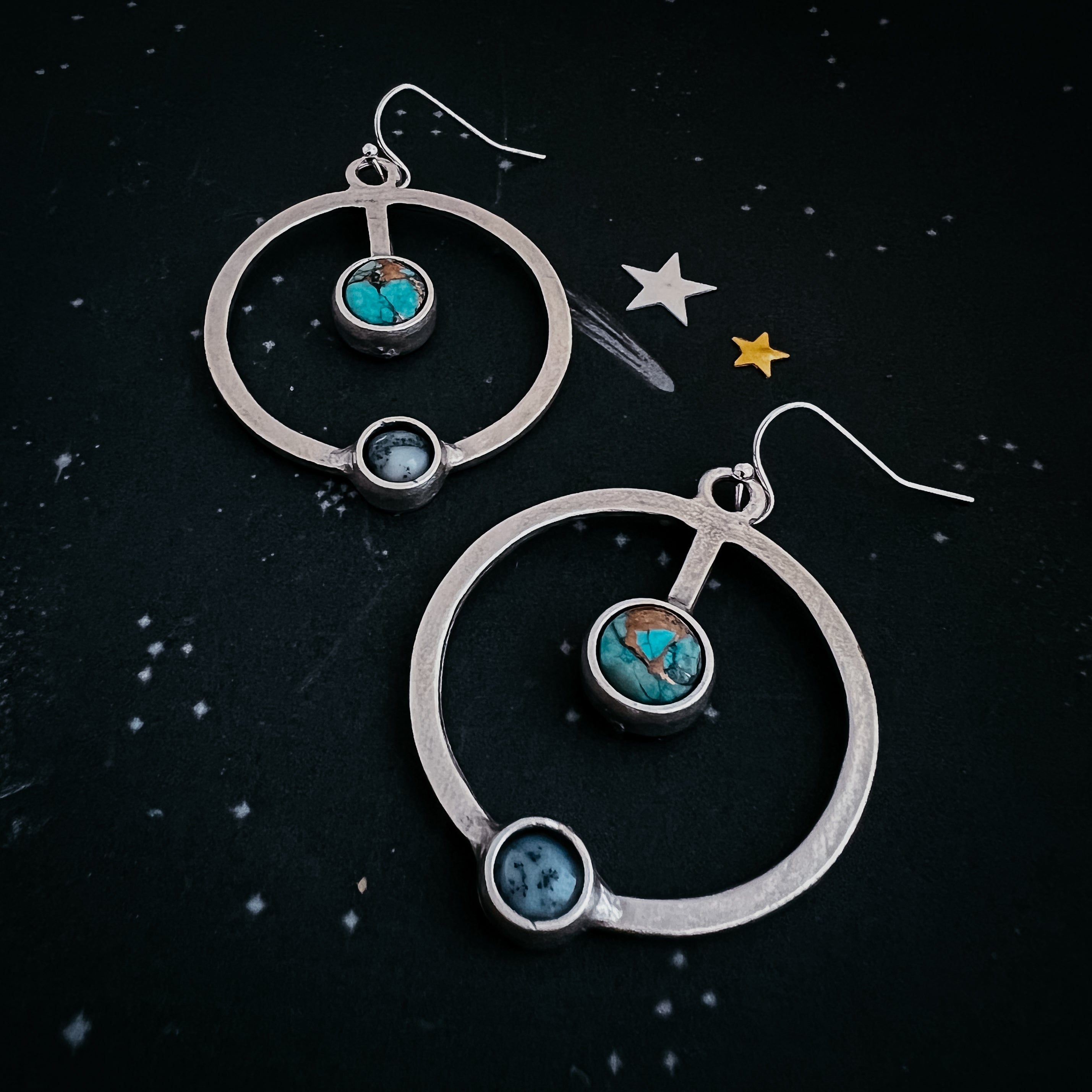 Artemis Earrings - Lunar Orbit Dangles with Natural Stones | Earrings | Wiccan Center