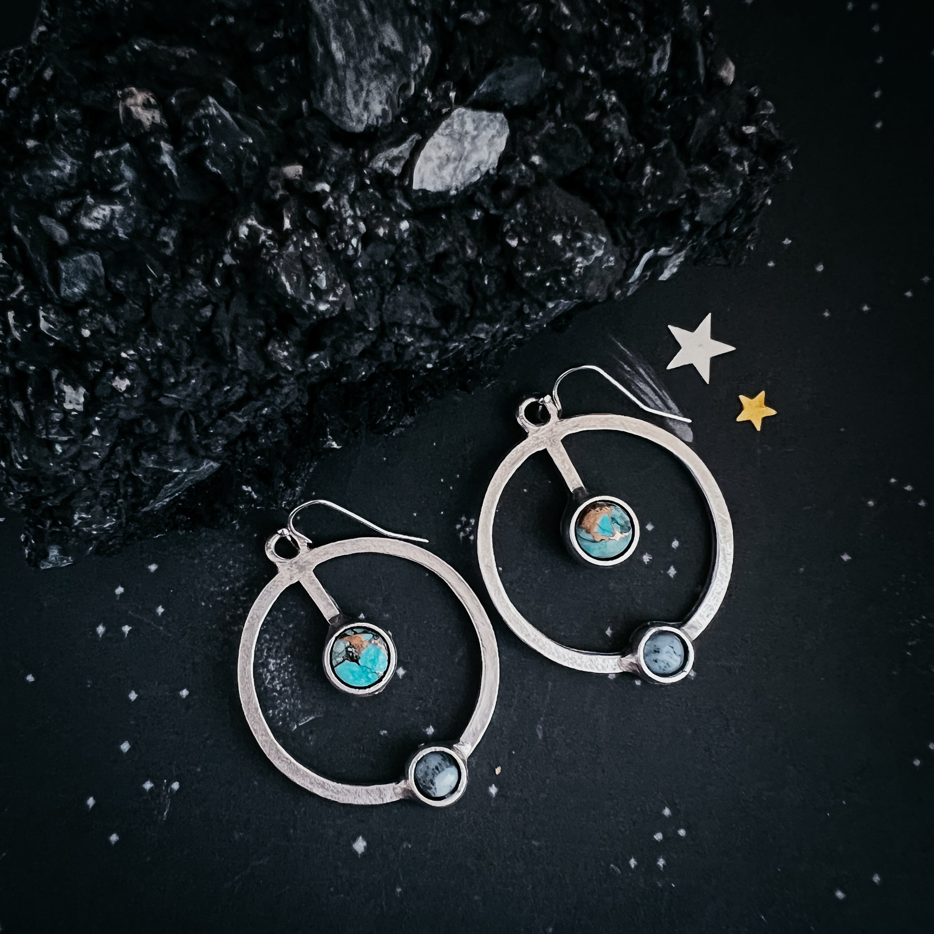Artemis Earrings - Lunar Orbit Dangles with Natural Stones | Earrings | Wiccan Center