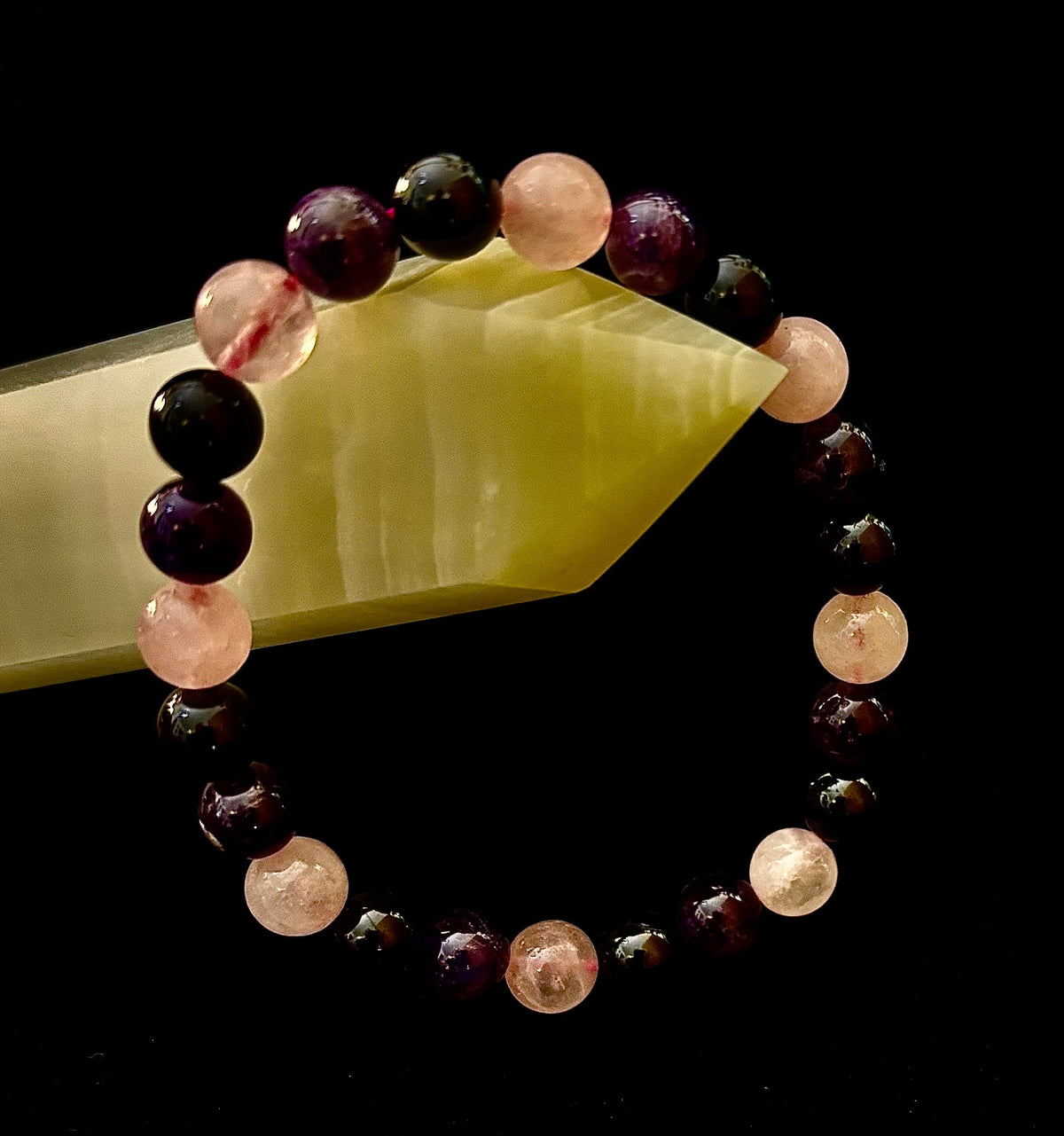Sacred Shield: Empath Protection Natural Gemstone Stretch Bracelet | | Wiccan Center