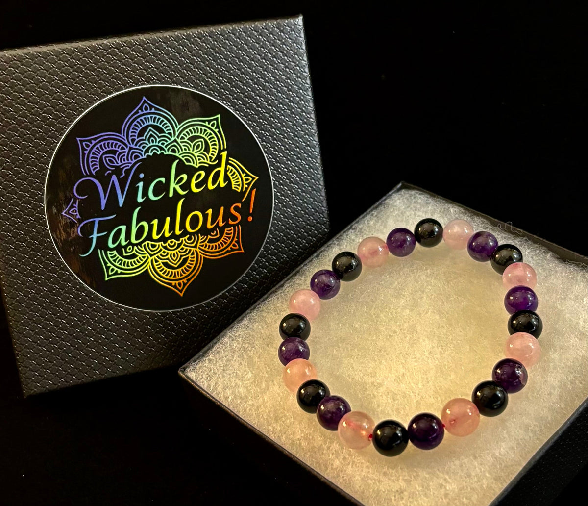 Sacred Shield: Empath Protection Natural Gemstone Stretch Bracelet | | Wiccan Center