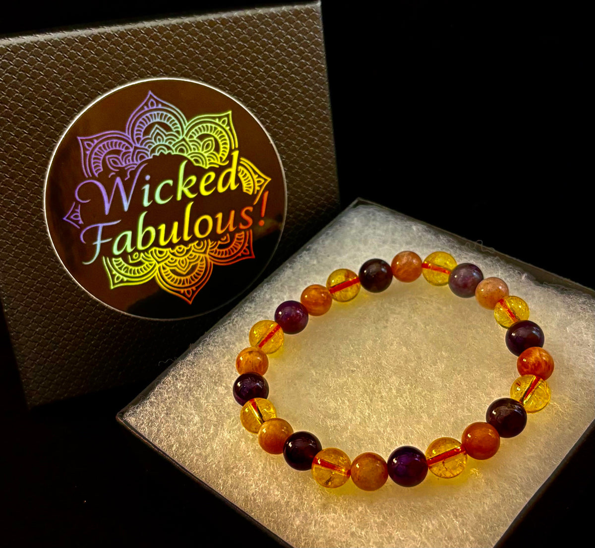 Cosmic Nurture: Amethyst, Peach Moonstone & Citrine Intuitive Manifestation Bracelet | | Wiccan Center