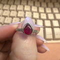 Ruby Teardrop Ring – Sterling Silver with Engraved Band | Rings | Wiccan Center