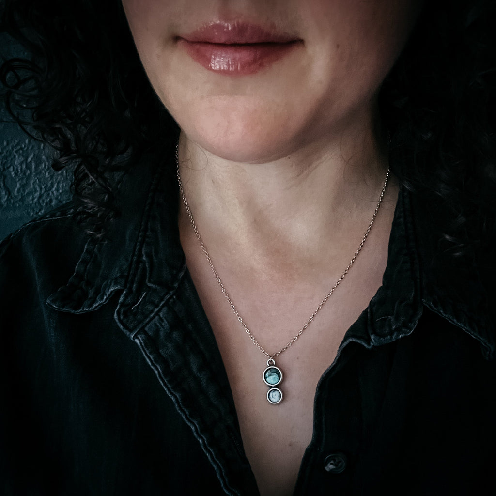 Simple Earth and Moon Natural Stones Pendant Necklace | Necklace | Wiccan Center