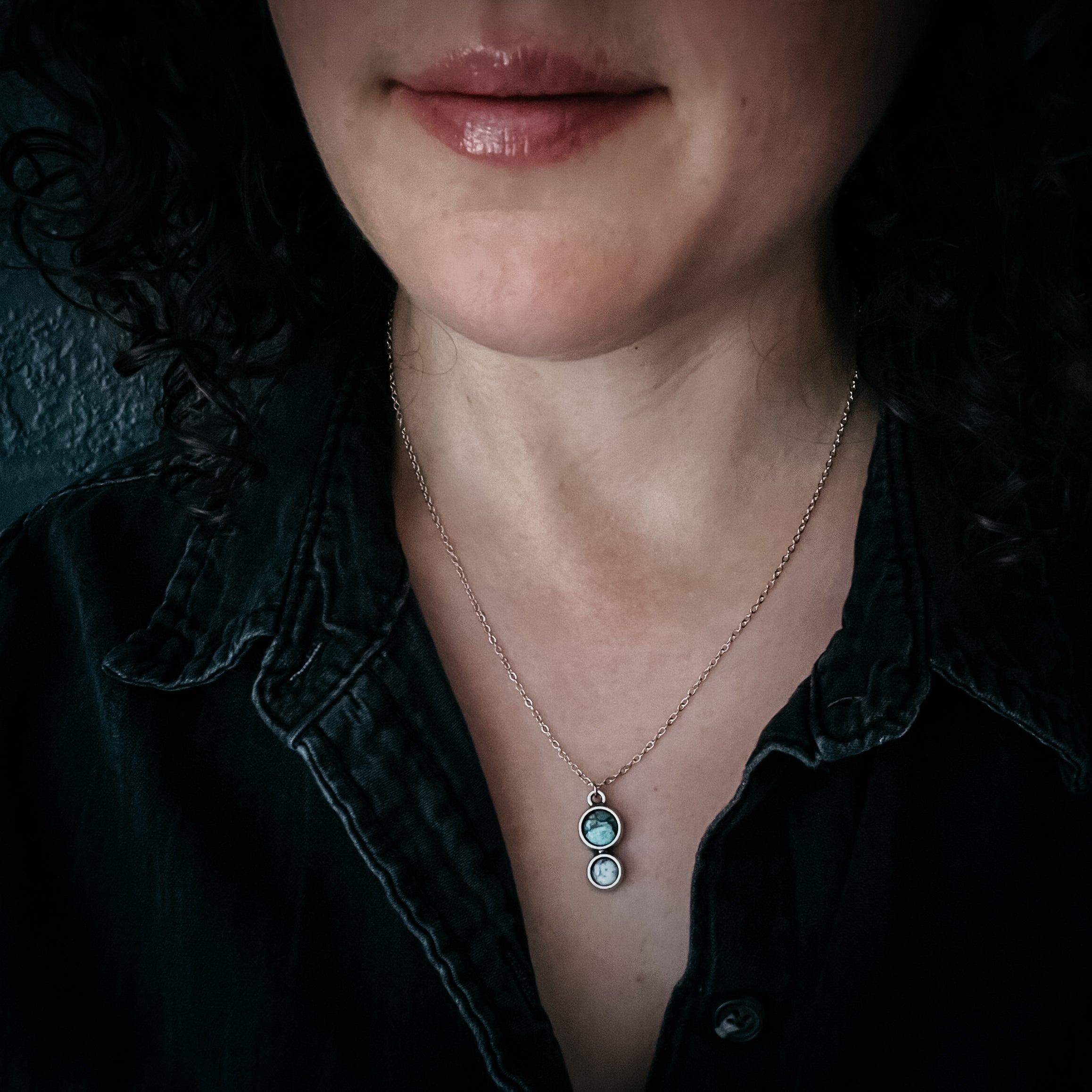 Simple Earth and Moon Natural Stones Pendant Necklace | Necklace | Wiccan Center