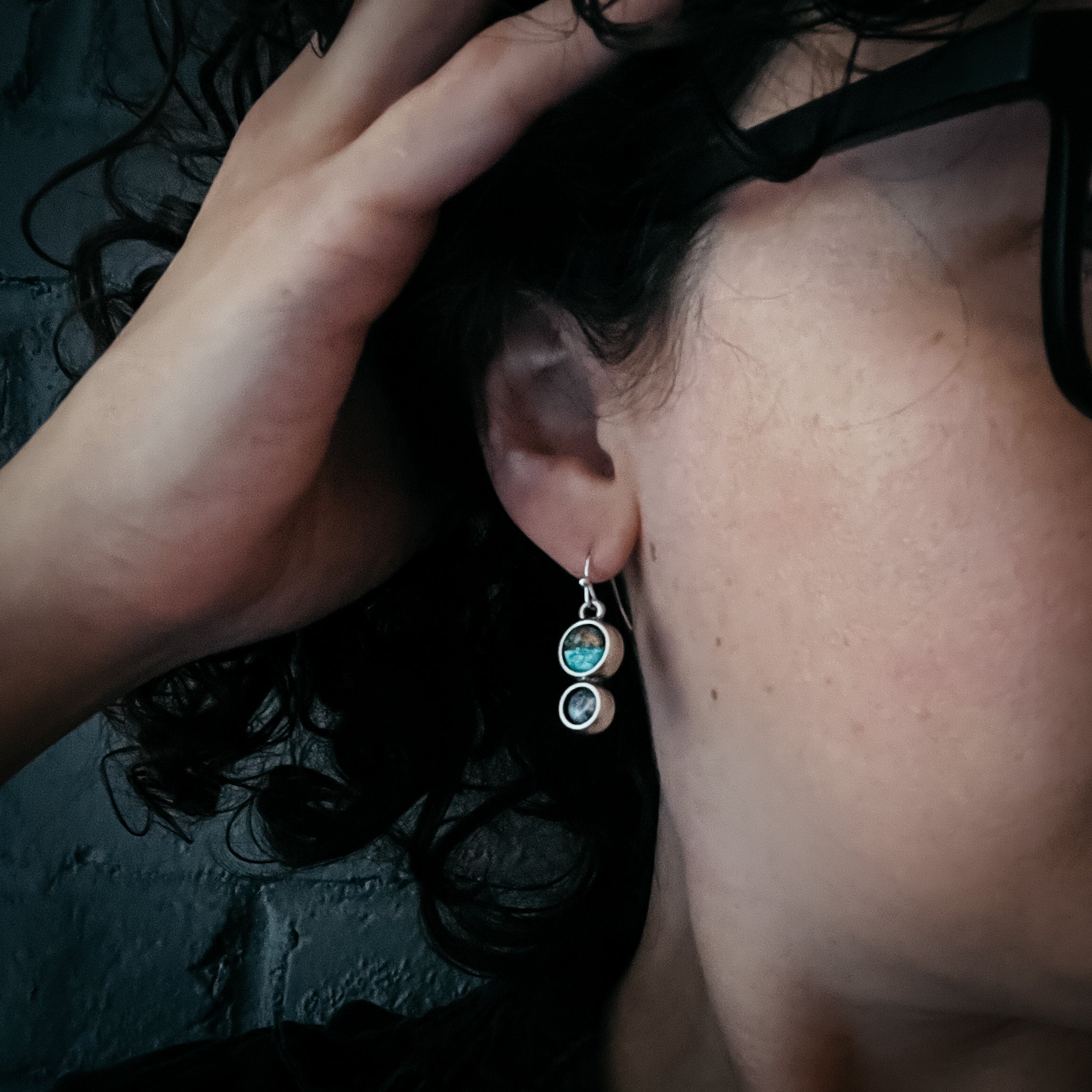 Earth and Moon Natural Stone Dangle Earrings | Earrings | Wiccan Center
