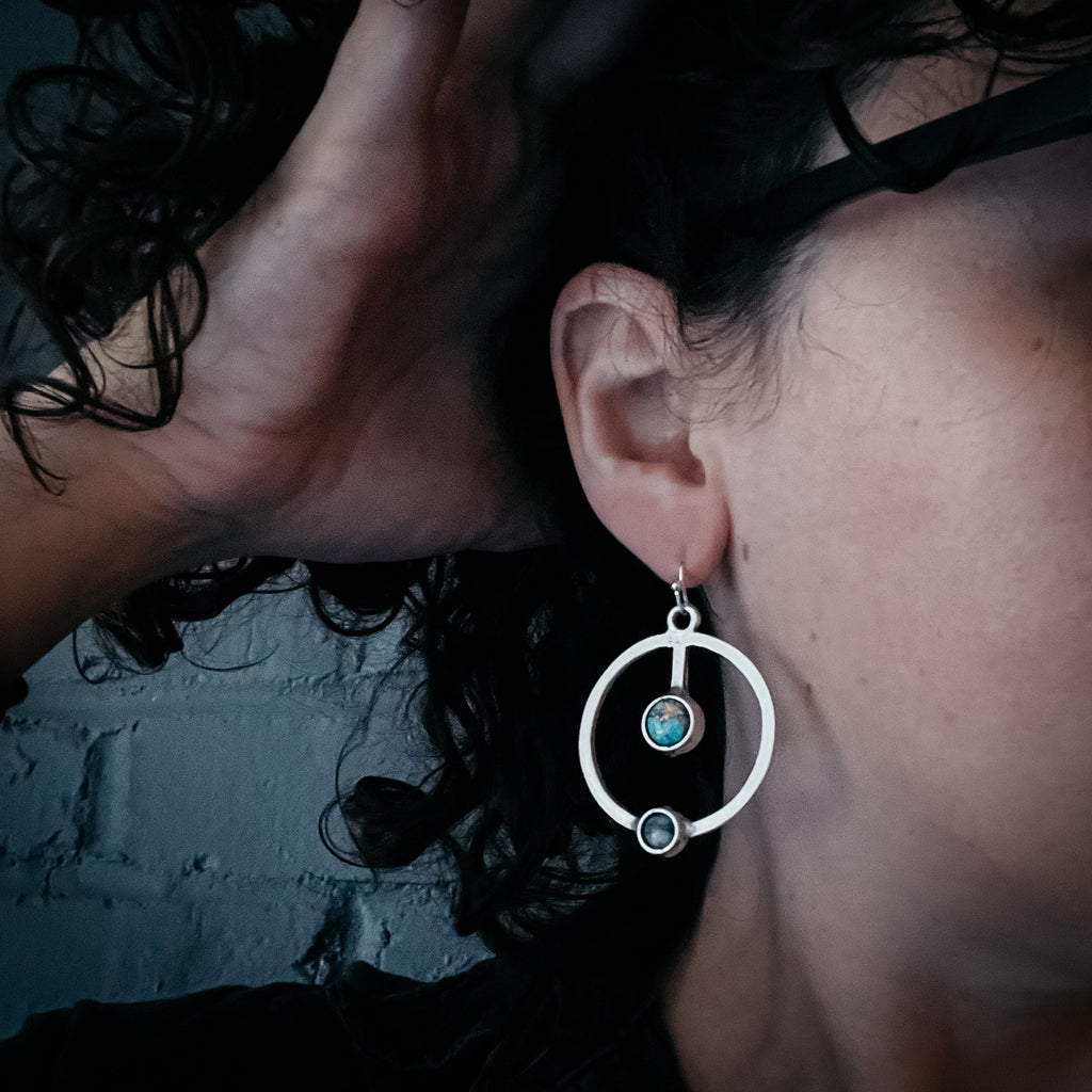 Artemis Earrings - Lunar Orbit Dangles with Natural Stones | Earrings | Wiccan Center