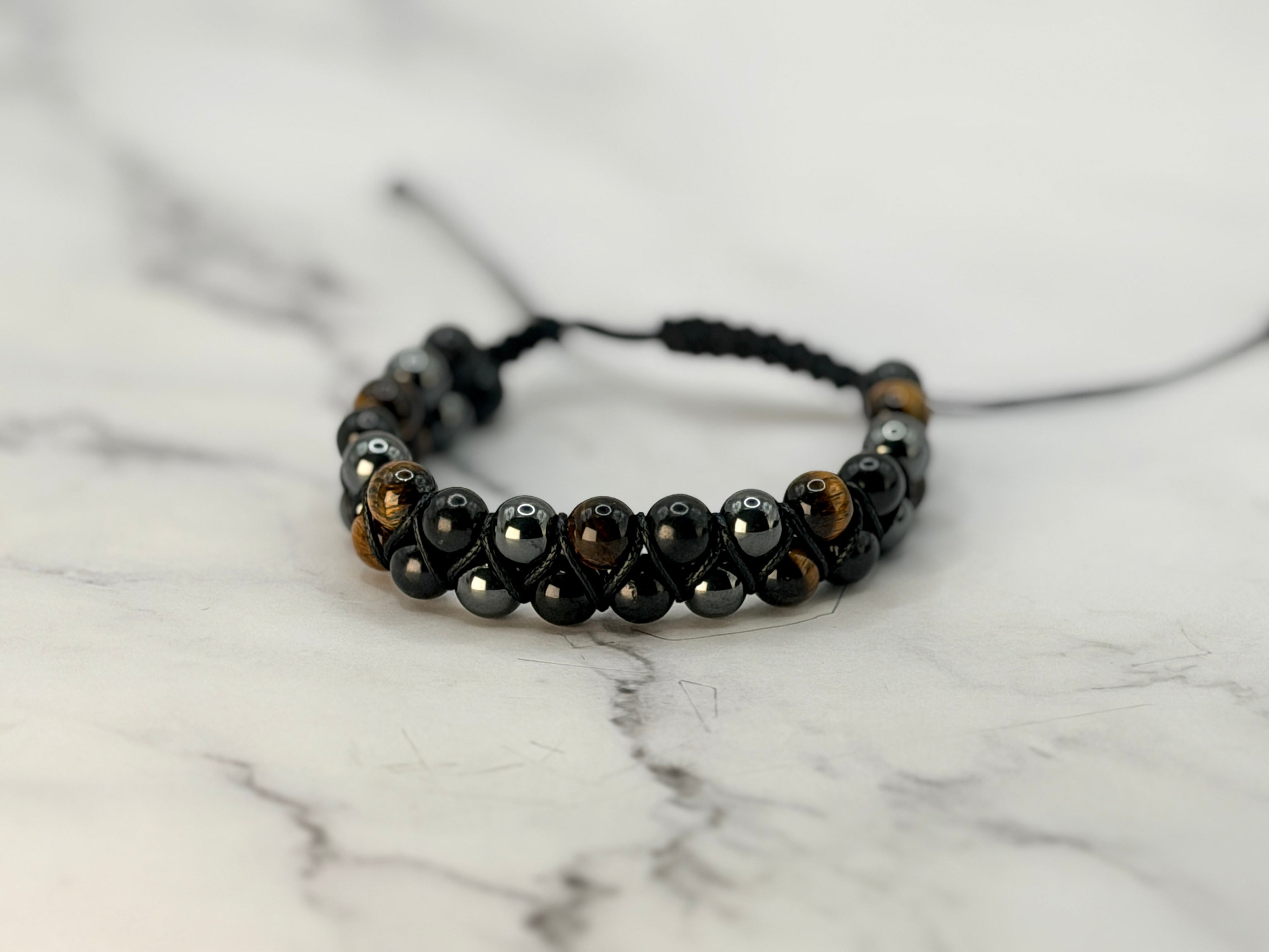 SHUNGITE DOUBLE MACRAME BRACELETS! - EMF Protection - Hand Cut Genuine Natural Shungite Bracelet High Quality Black Lustrous Gemstone from Russia