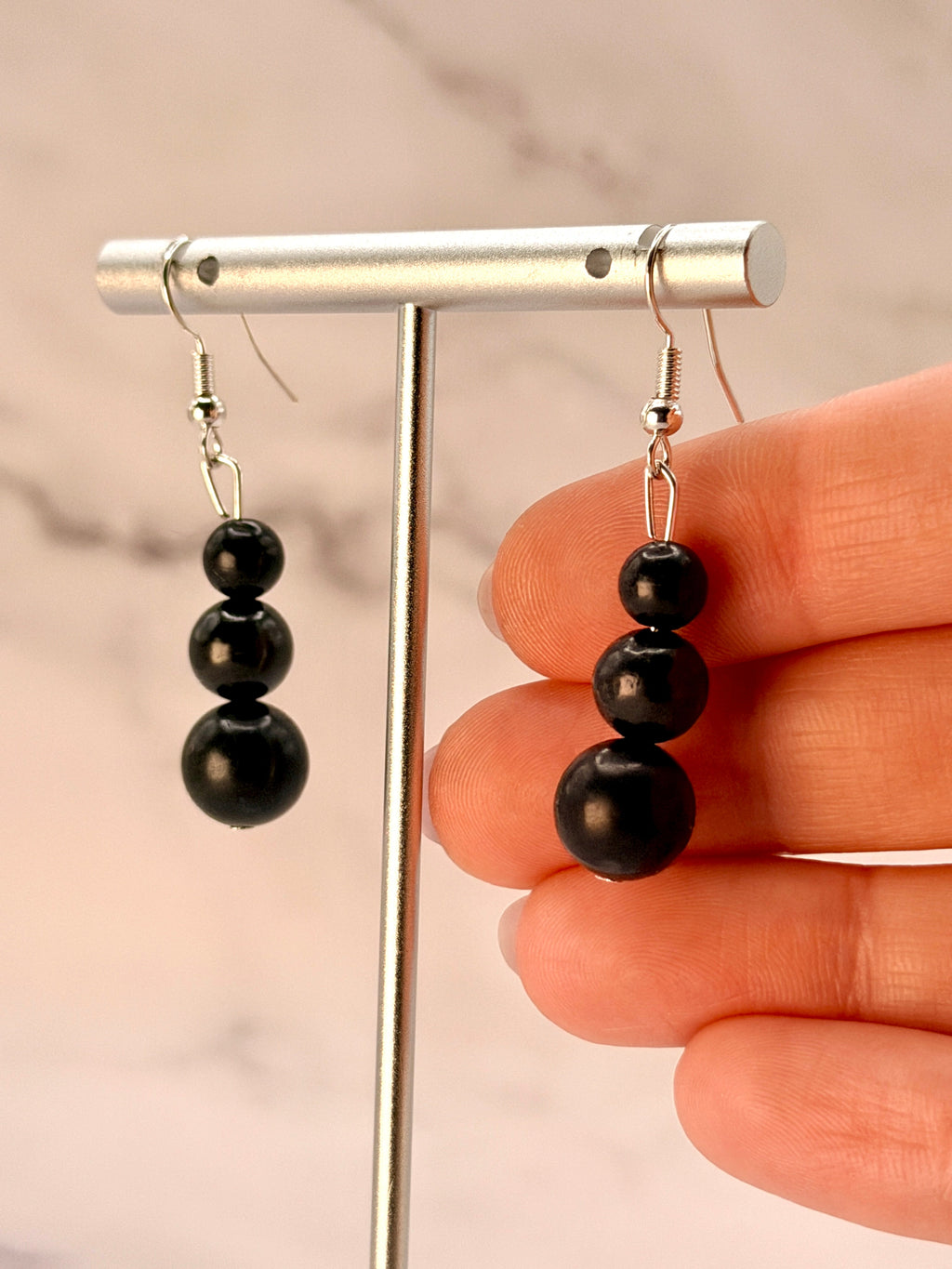 SHUNGITE EARRINGS! - EMF Protection - Hand Cut Genuine Natural Shungite Earring High Quality Black Lustrous Gemstone from Russia