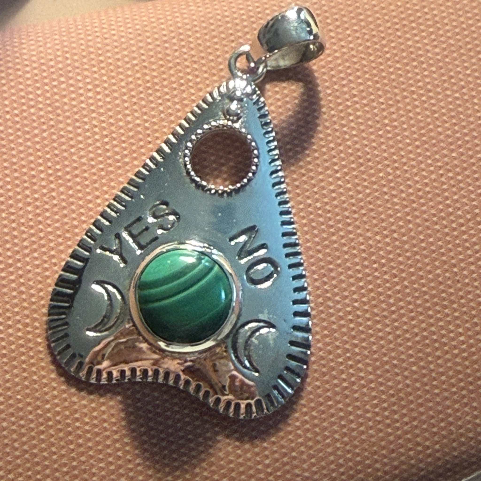 Sterling Silver “Spirit Gate” Planchette Pendant – Malachite, Moonstone, or Black Onyx | Pendants | Wiccan Center