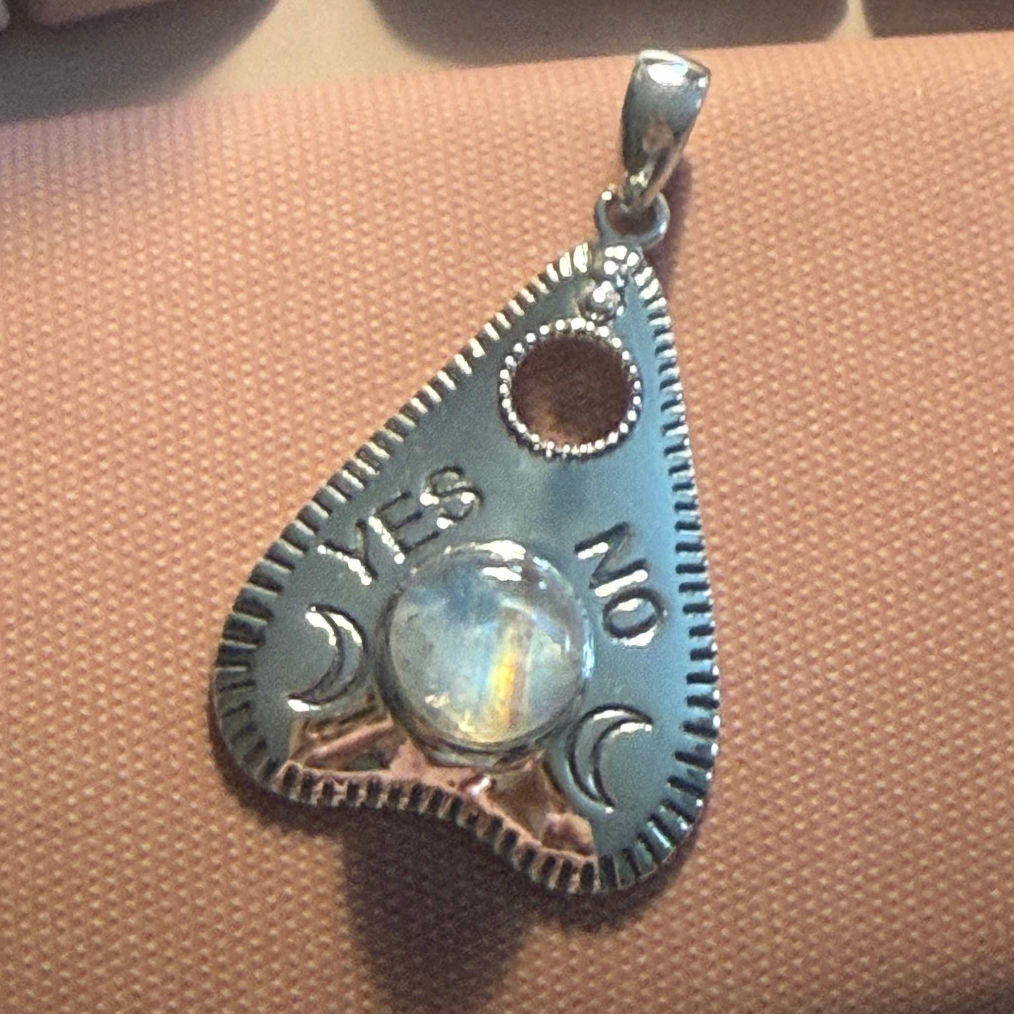 Sterling Silver “Spirit Gate” Planchette Pendant – Malachite, Moonstone, or Black Onyx | Pendants | Wiccan Center