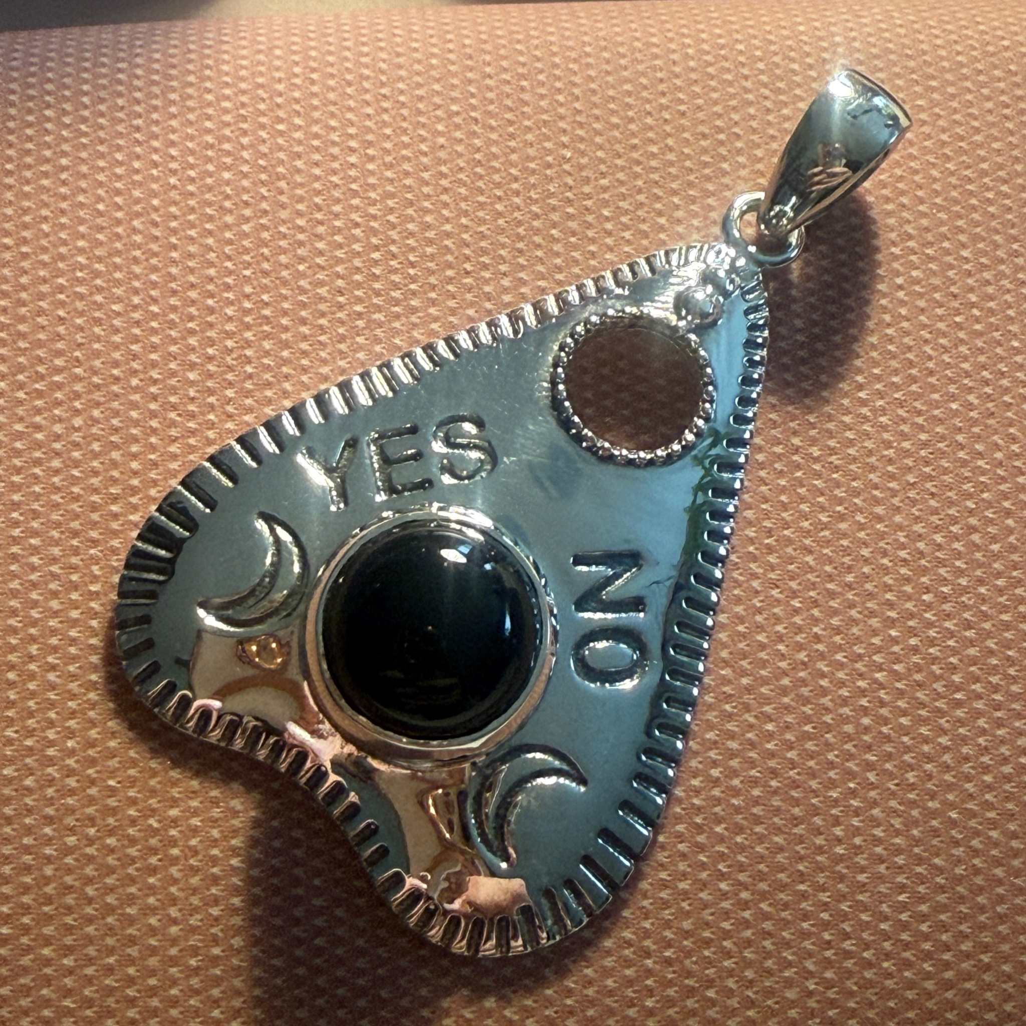 Sterling Silver “Spirit Gate” Planchette Pendant – Malachite, Moonstone, or Black Onyx | Pendants | Wiccan Center