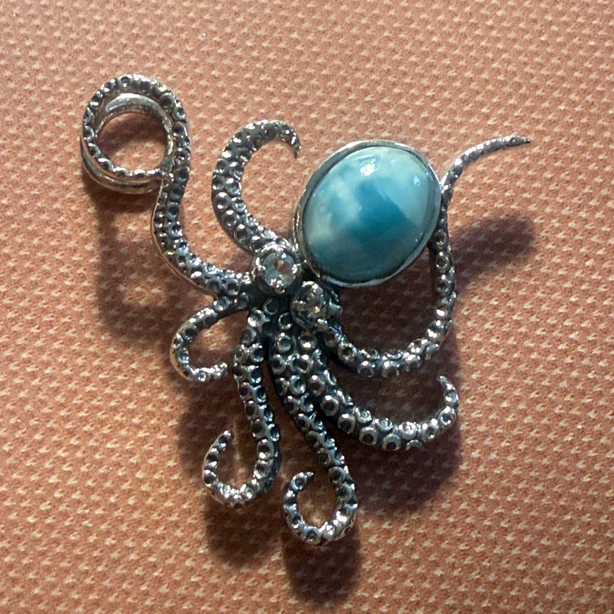 Sterling Silver Octopus Pendant – Larimar, Rainbow Moonstone, or Black Onyx | Pendants | Wiccan Center