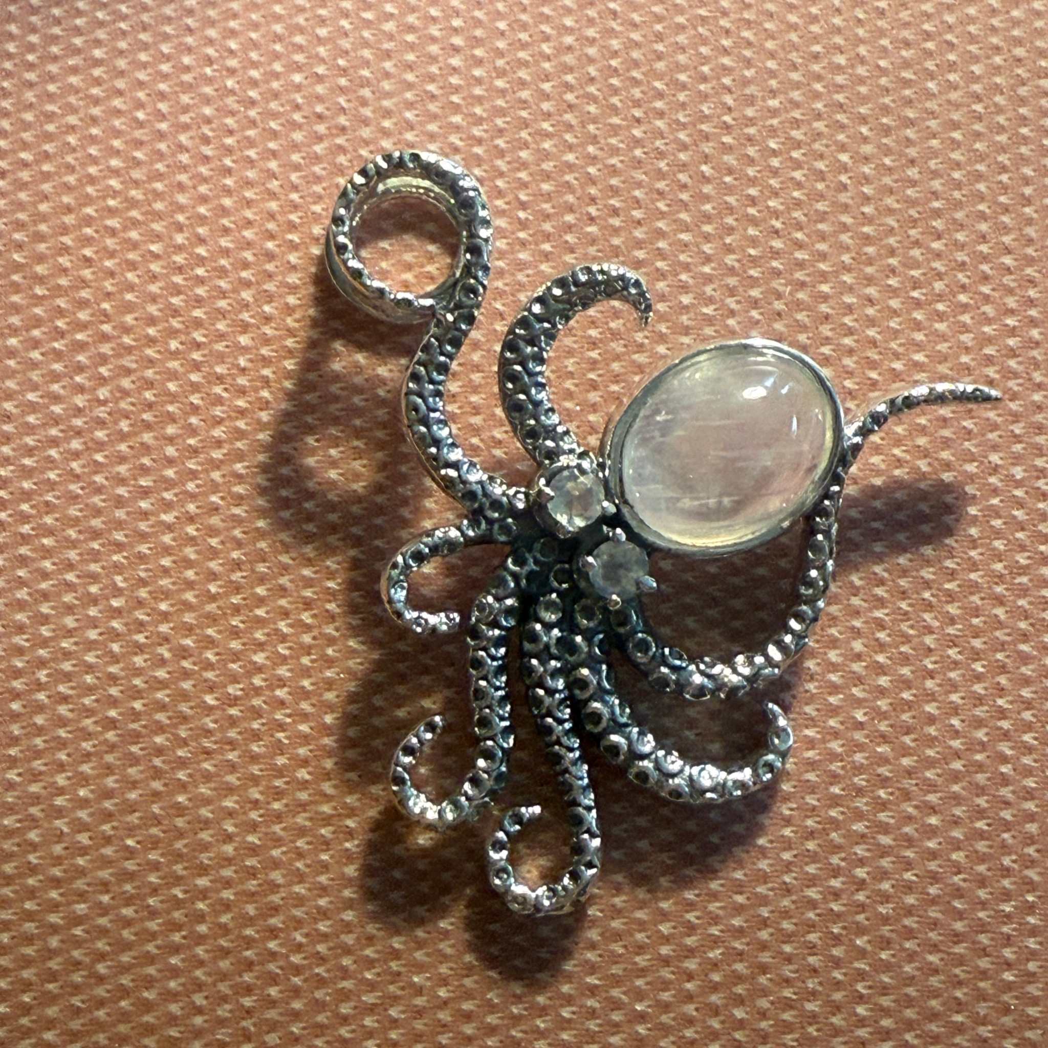 Sterling Silver Octopus Pendant – Larimar, Rainbow Moonstone, or Black Onyx | Pendants | Wiccan Center