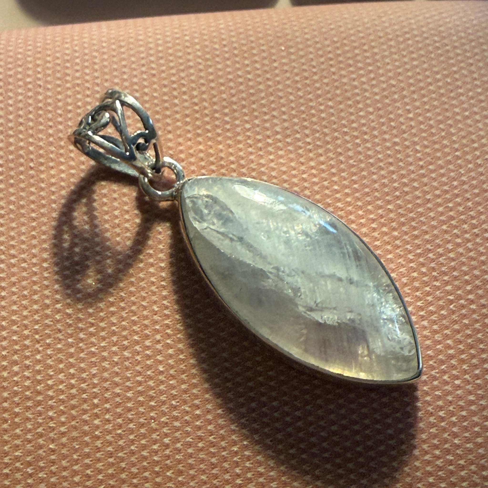 Marquise Rainbow Moonstone Pendant in Sterling Silver - 1.5” | Pendants | Wiccan Center