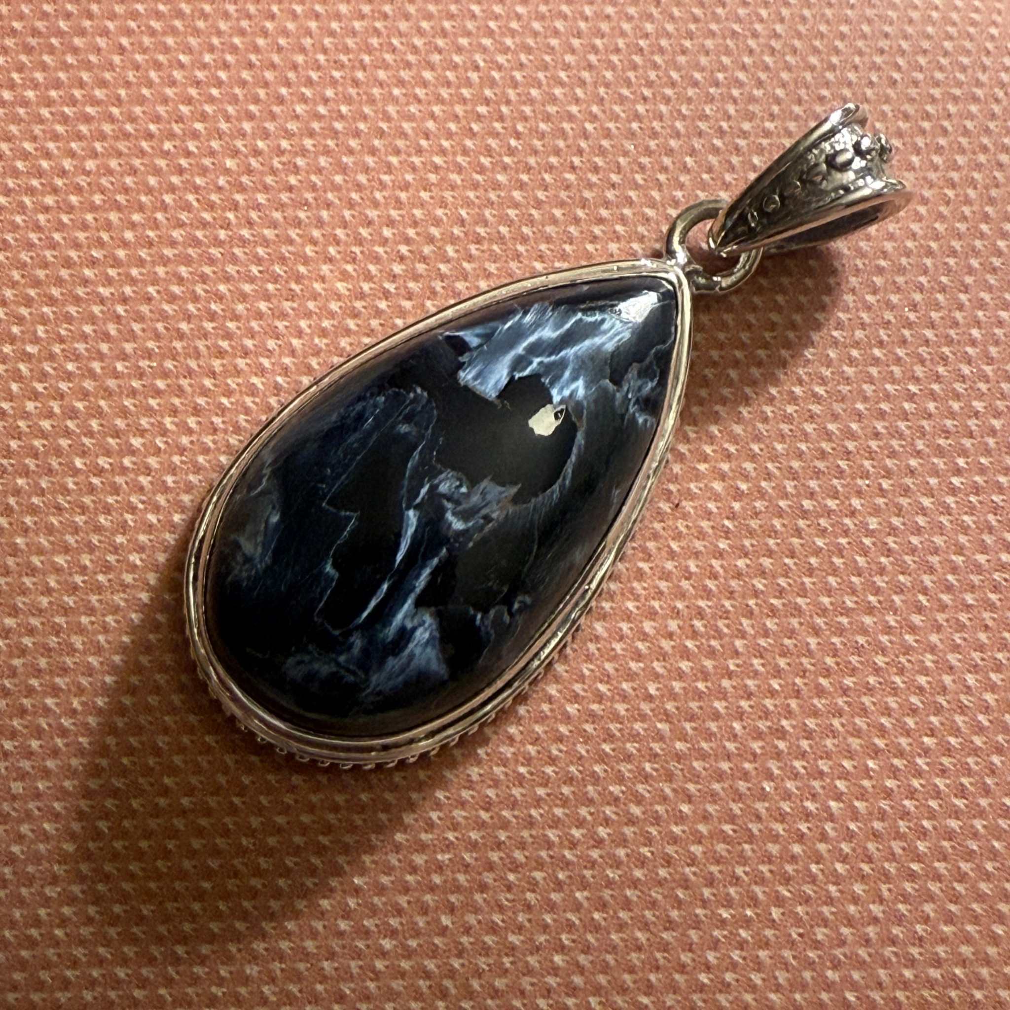 Teardrop Pietersite Pendant in Sterling Silver (Dark Gold Veins) | Pendants | Wiccan Center