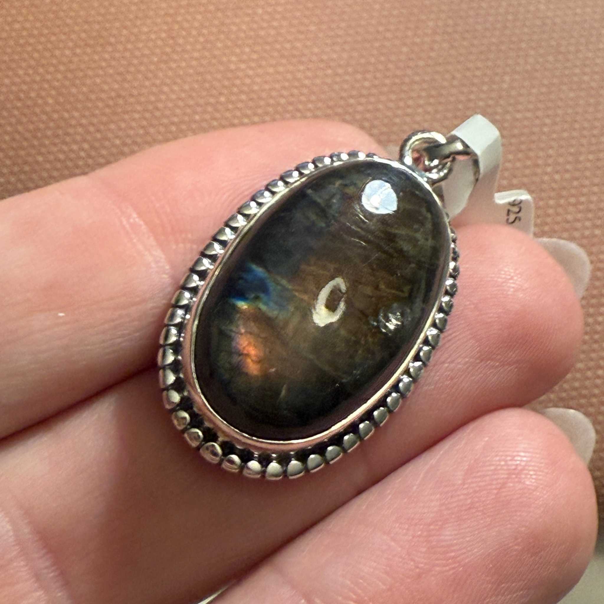Oval Specular Labradorite Pendant in Sterling Silver | Pendants | Wiccan Center