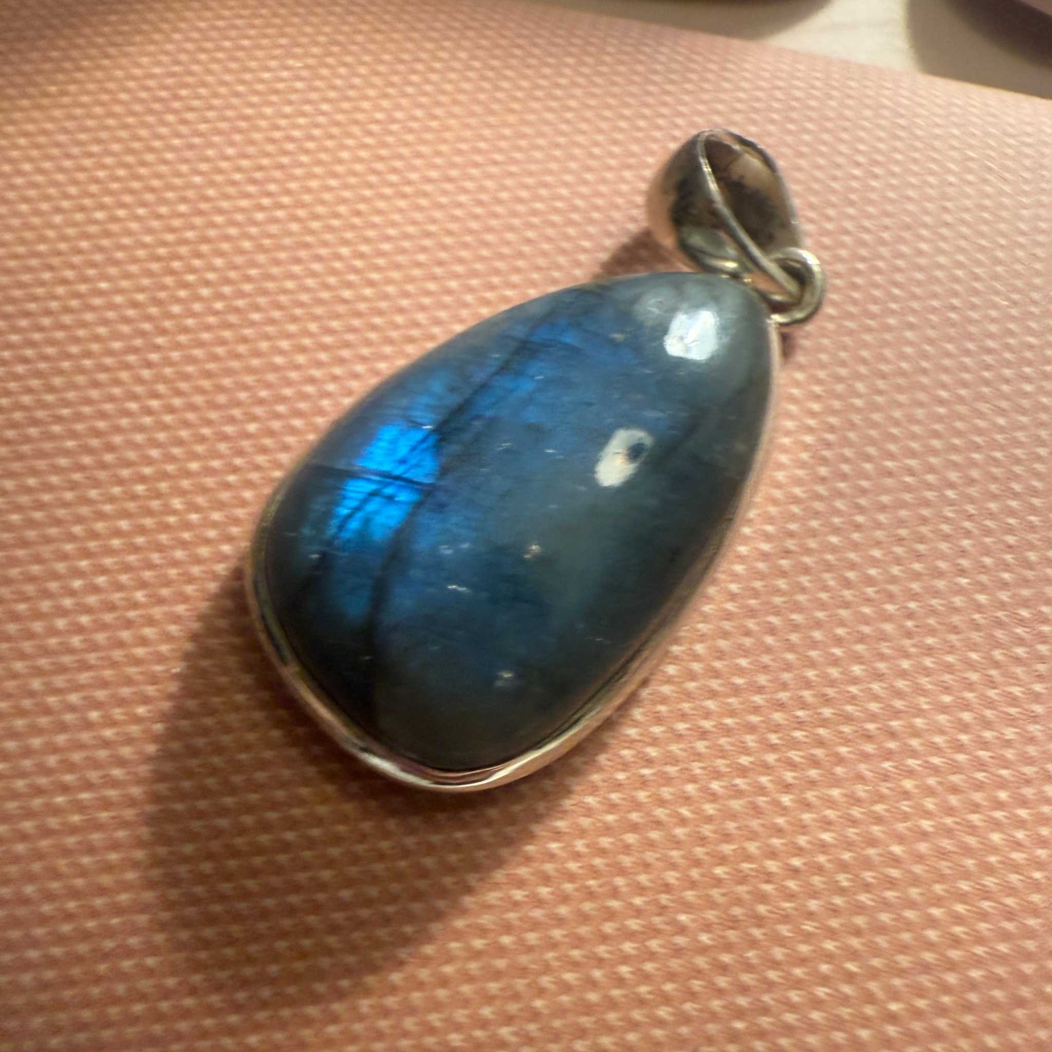 Teardrop Blue Flash Labradorite Pendant in Sterling Silver | Pendants | Wiccan Center
