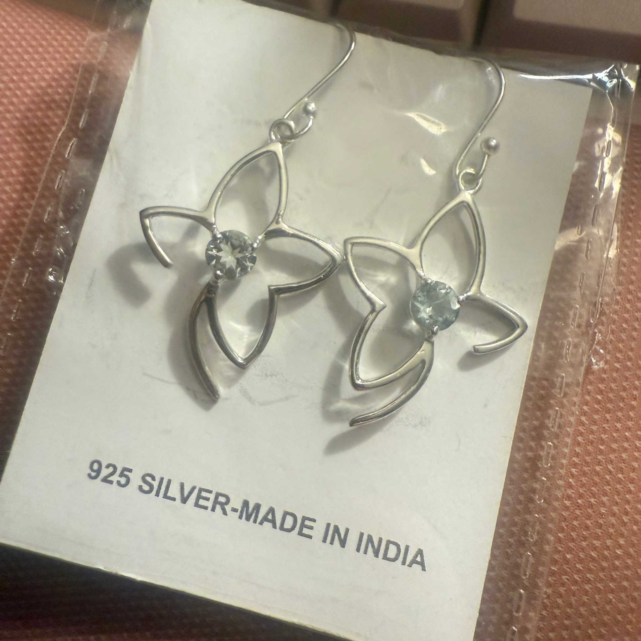 Aquamarine Flower Earrings in Sterling Silver | Earrings | Wiccan Center