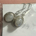 Oval Rainbow Moonstone Earrings in Sterling Silver | Earrings | Wiccan Center