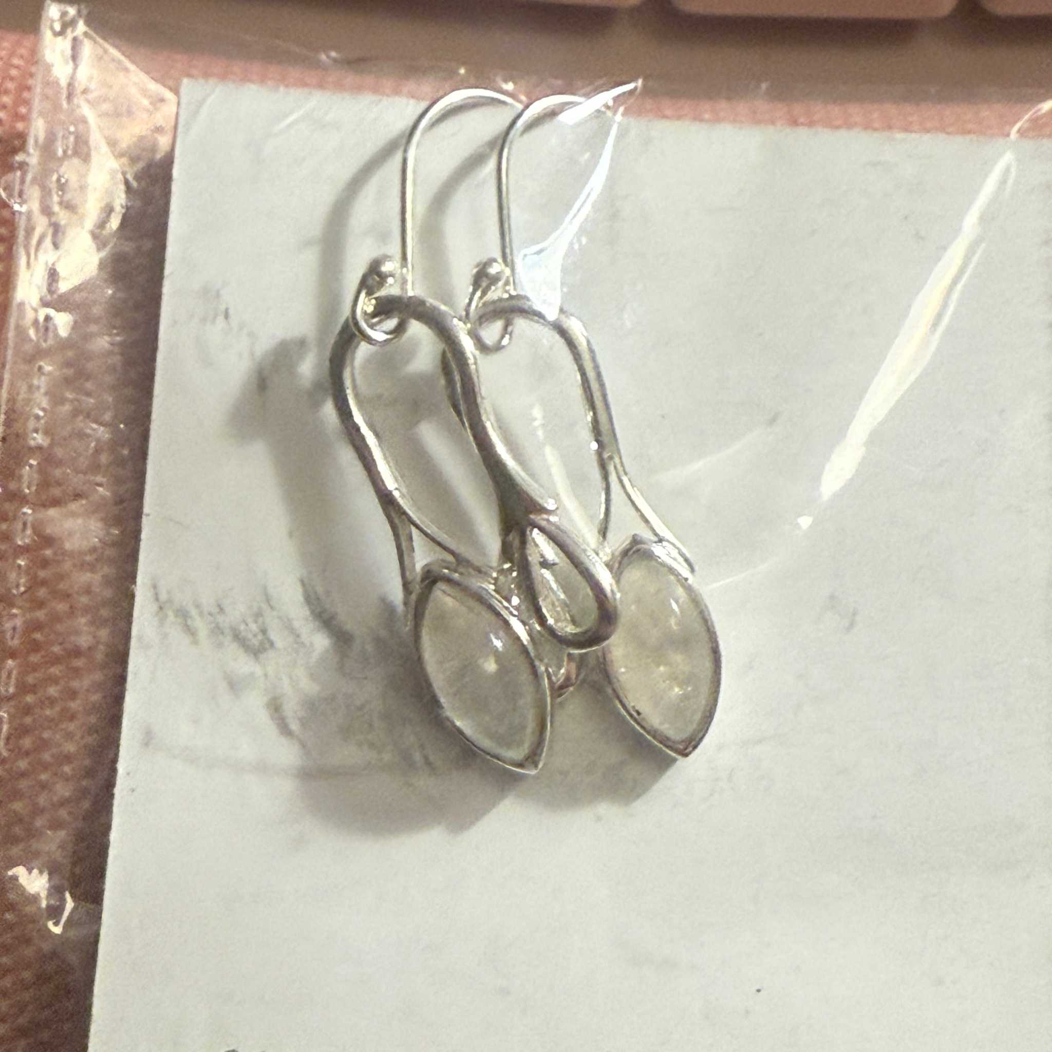 Marquise Rainbow Moonstone Earrings in Sterling Silver | Earrings | Wiccan Center