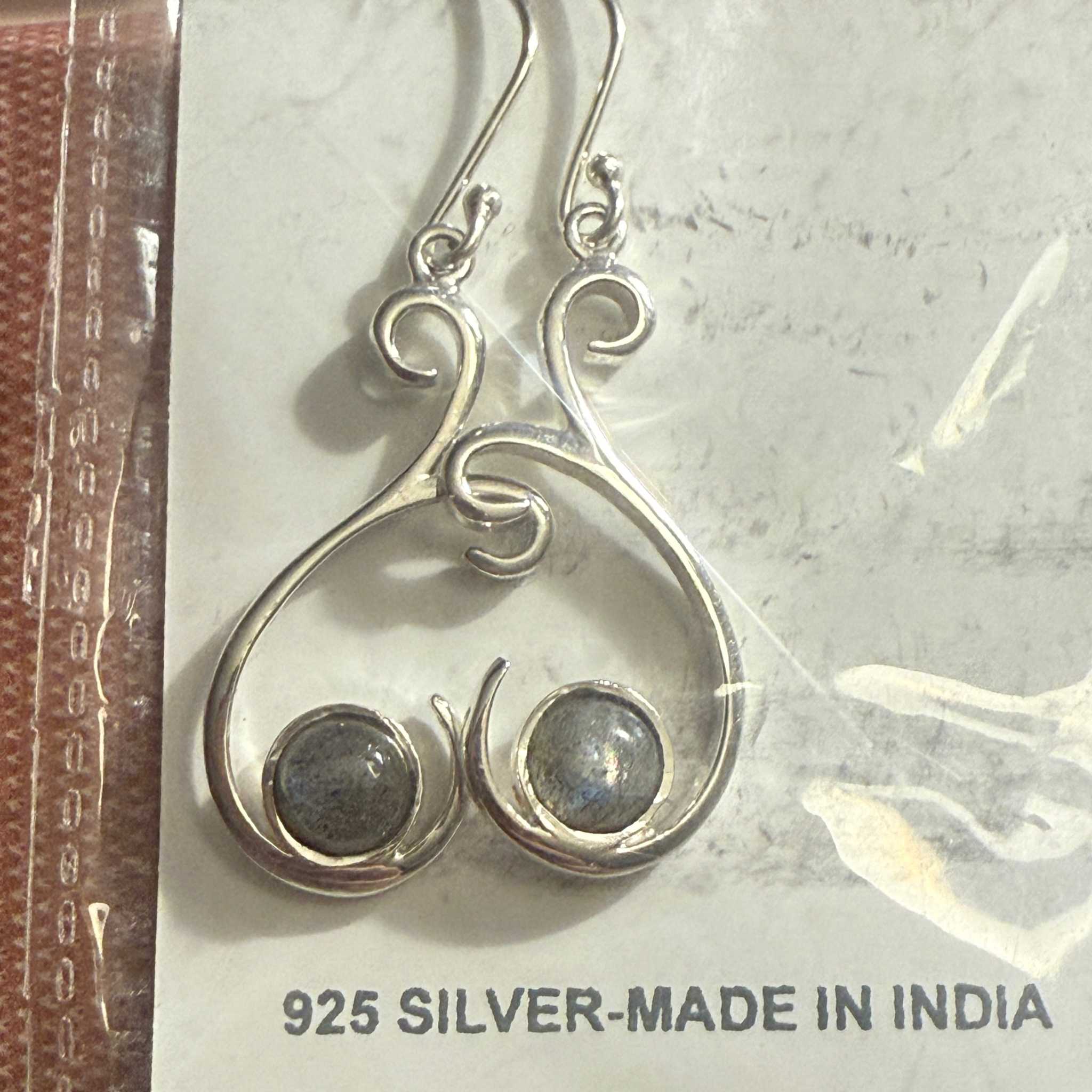 Scrollwork Labradorite Earrings in Sterling Silver | Earrings | Wiccan Center