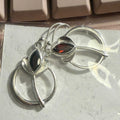 Leaf & Circle Garnet Earrings in Sterling Silver | Earrings | Wiccan Center
