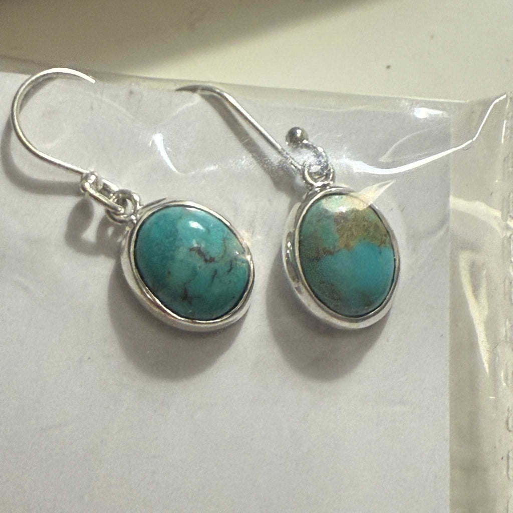 Classic Oval Turquoise Earrings in Sterling Silver | Earrings | Wiccan Center