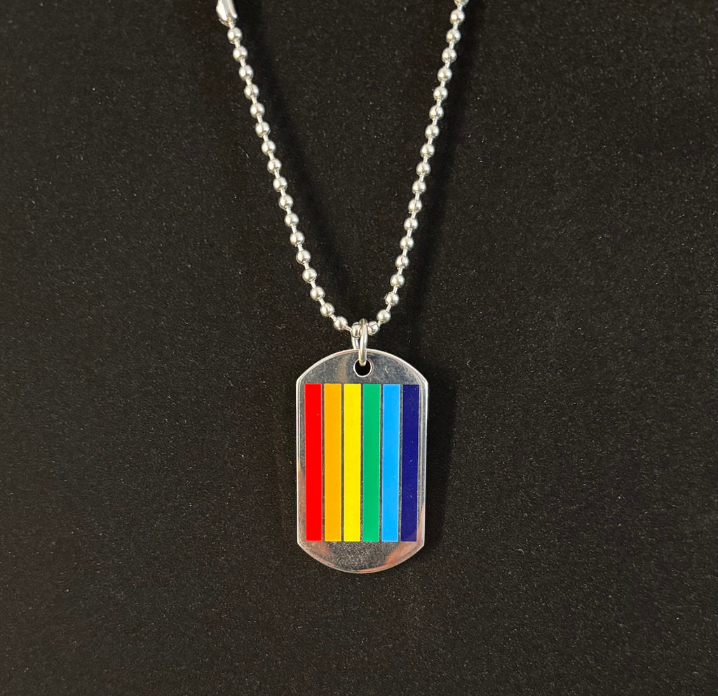 Rainbow Dog Tag Necklace – LGBTQ+ Pride Pendant on 24" Ball Chain | | Wiccan Center