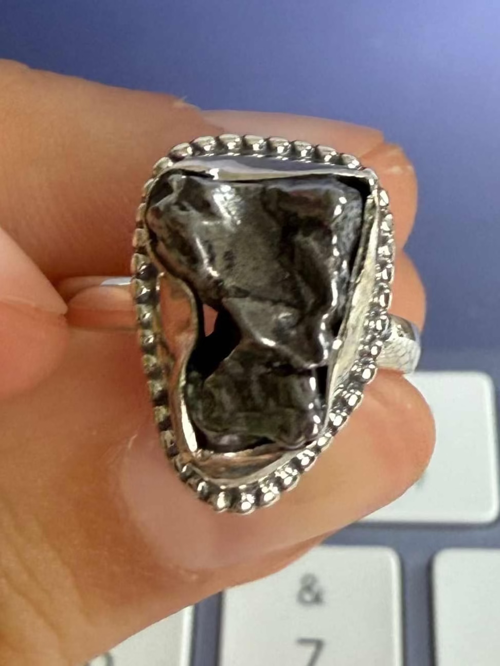 Meteorite Sterling Silver Ring - Size 6 | Rings | Wiccan Center