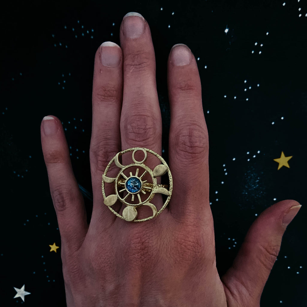 Large Moon Phase Statement Cocktail Ring | Ring | Wiccan Center