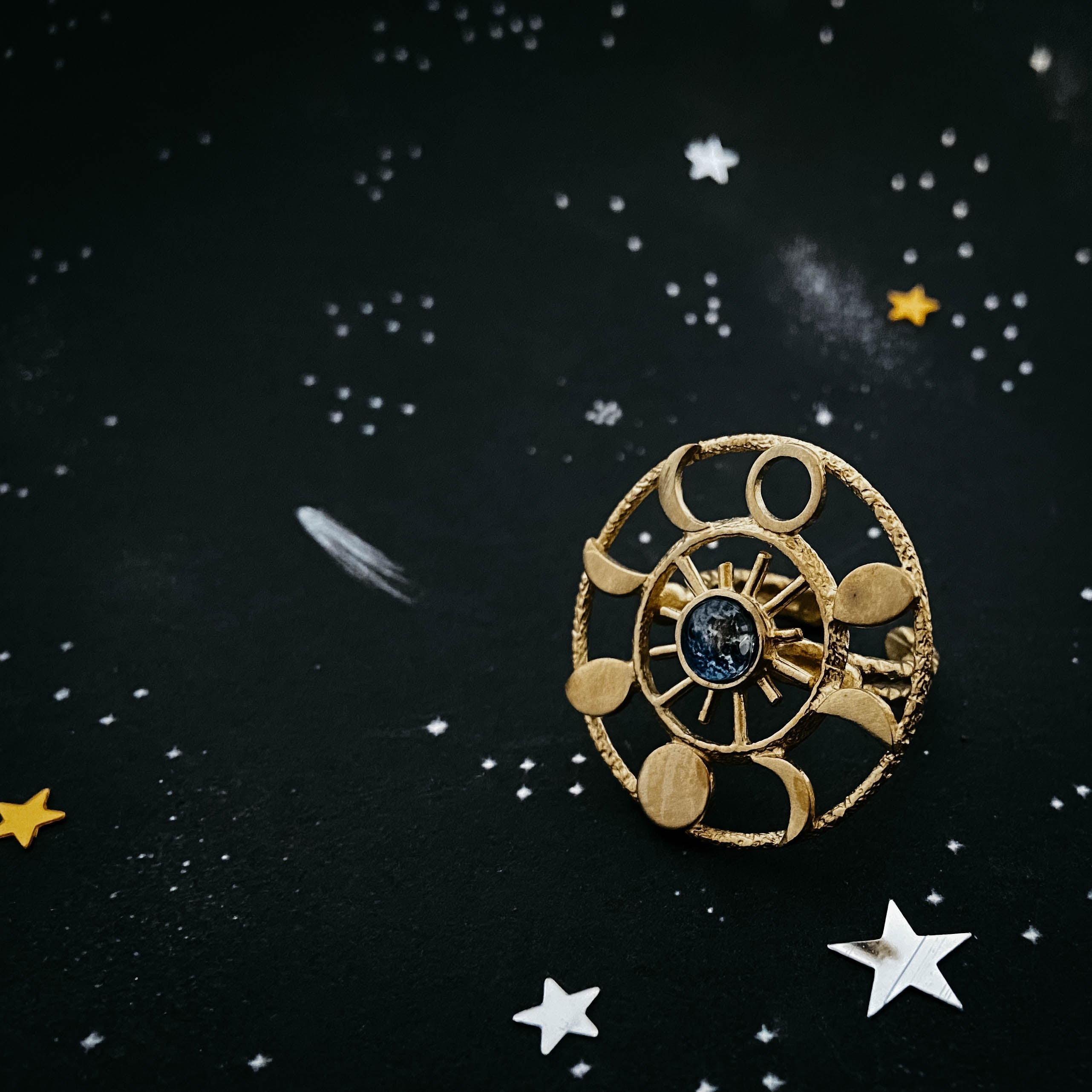 Large Moon Phase Statement Cocktail Ring | Ring | Wiccan Center