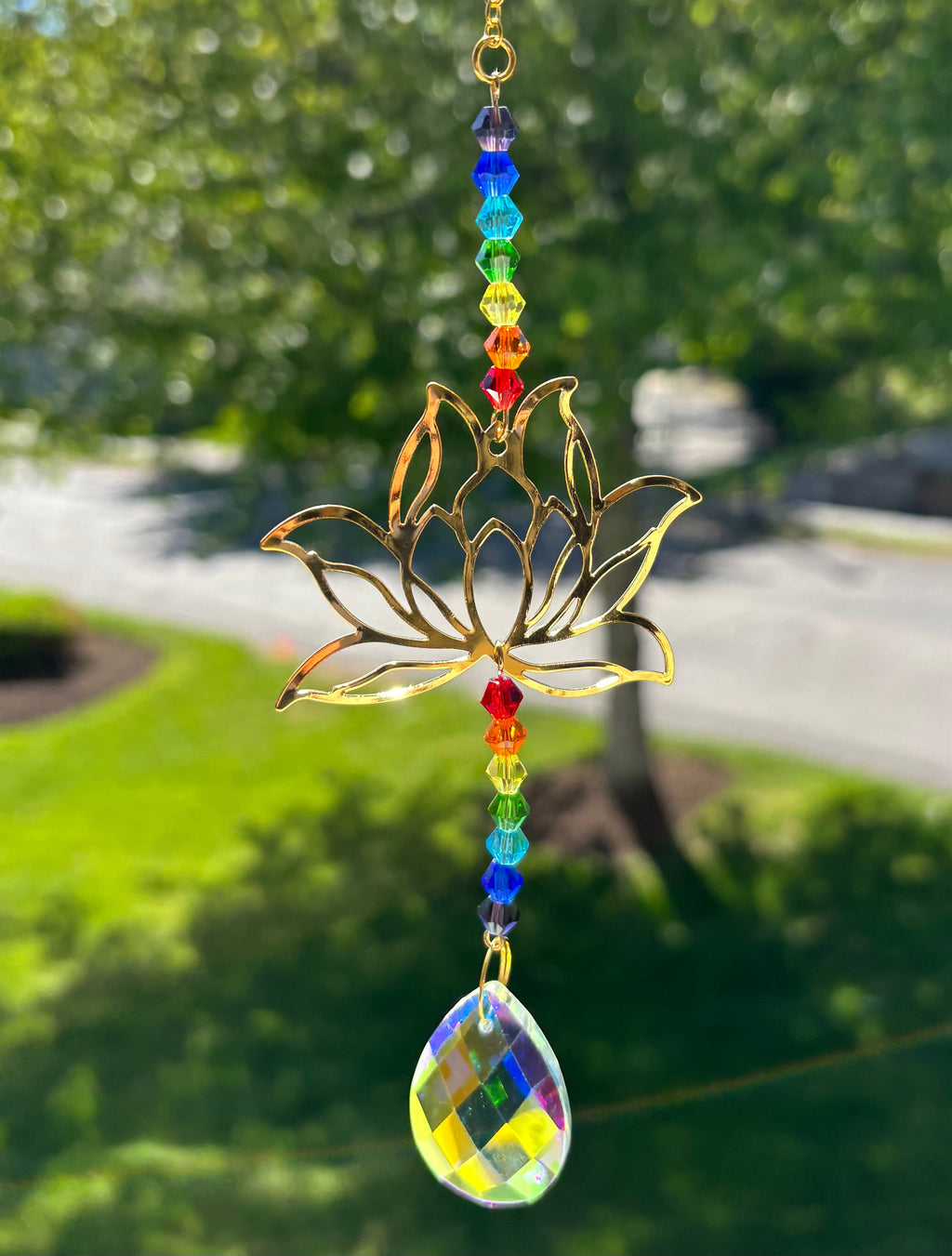 Lotus Rainbow Sun Catcher – LGBTQ+ Pride & Zen Energy Crystal Decor | | Wiccan Center