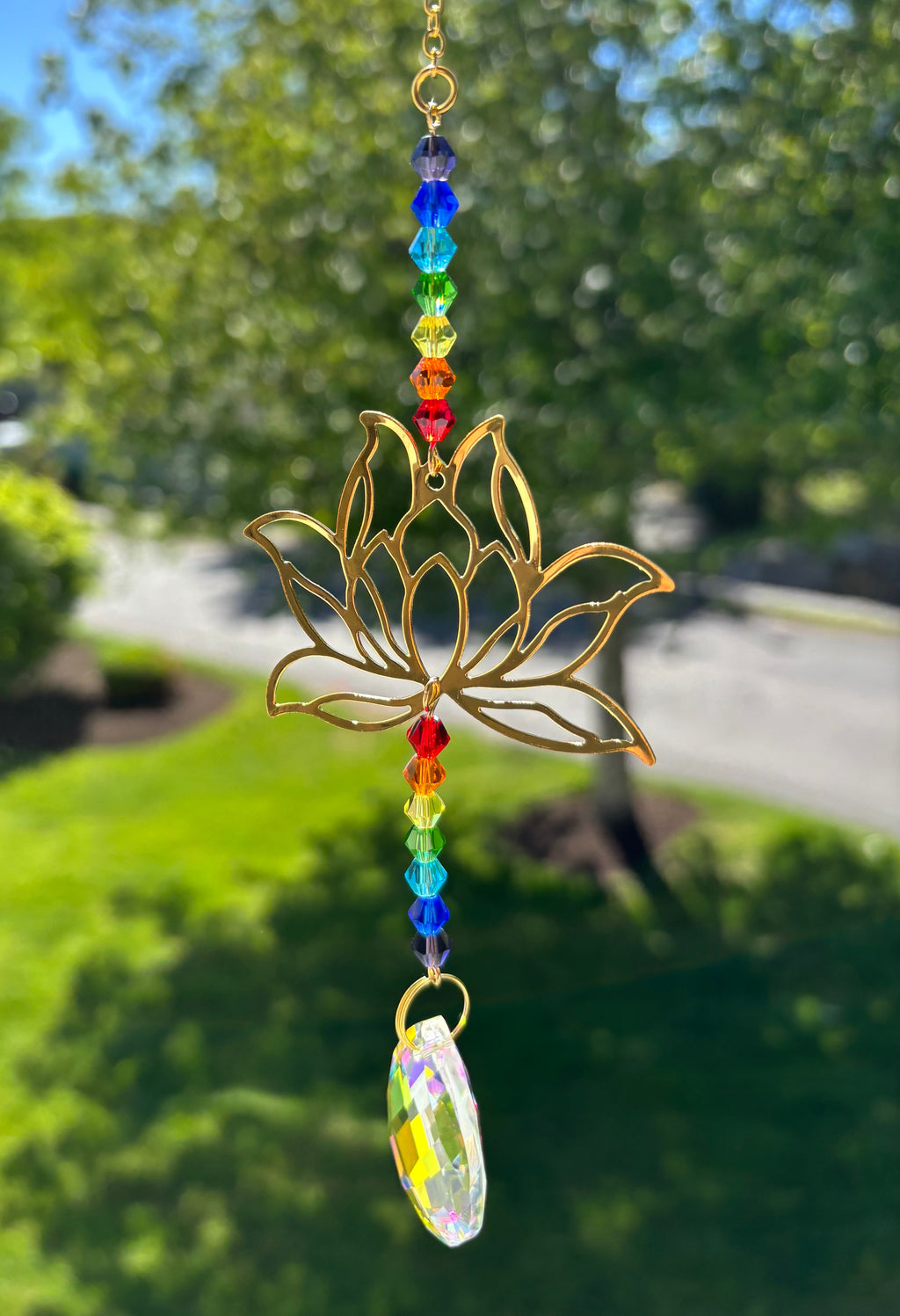 Lotus Rainbow Sun Catcher – LGBTQ+ Pride & Zen Energy Crystal Decor | | Wiccan Center