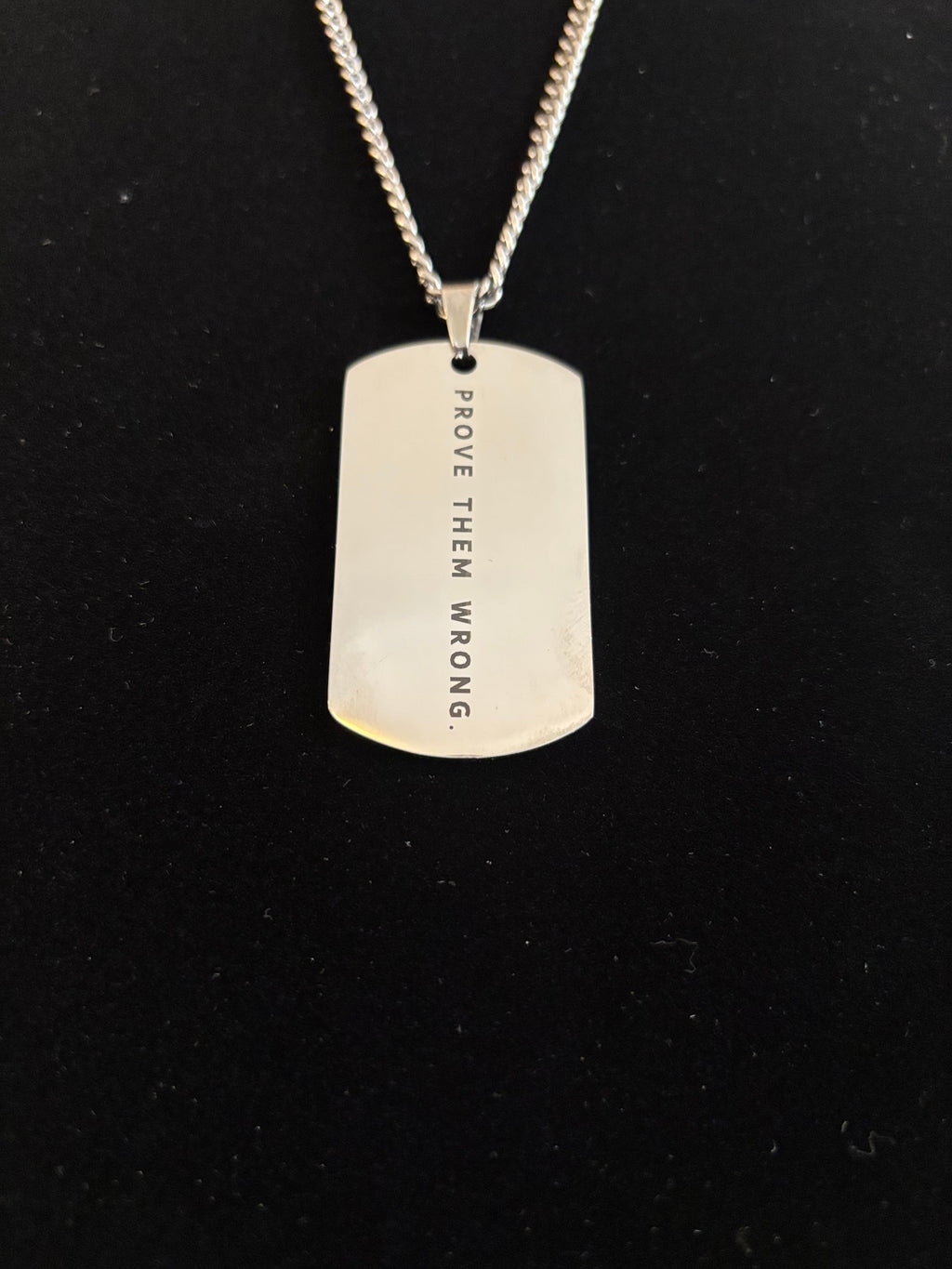“Prove Them Wrong” Stainless Steel Dog Tag Necklace | Motivational Strength + Determination Jewelry | | Wiccan Center
