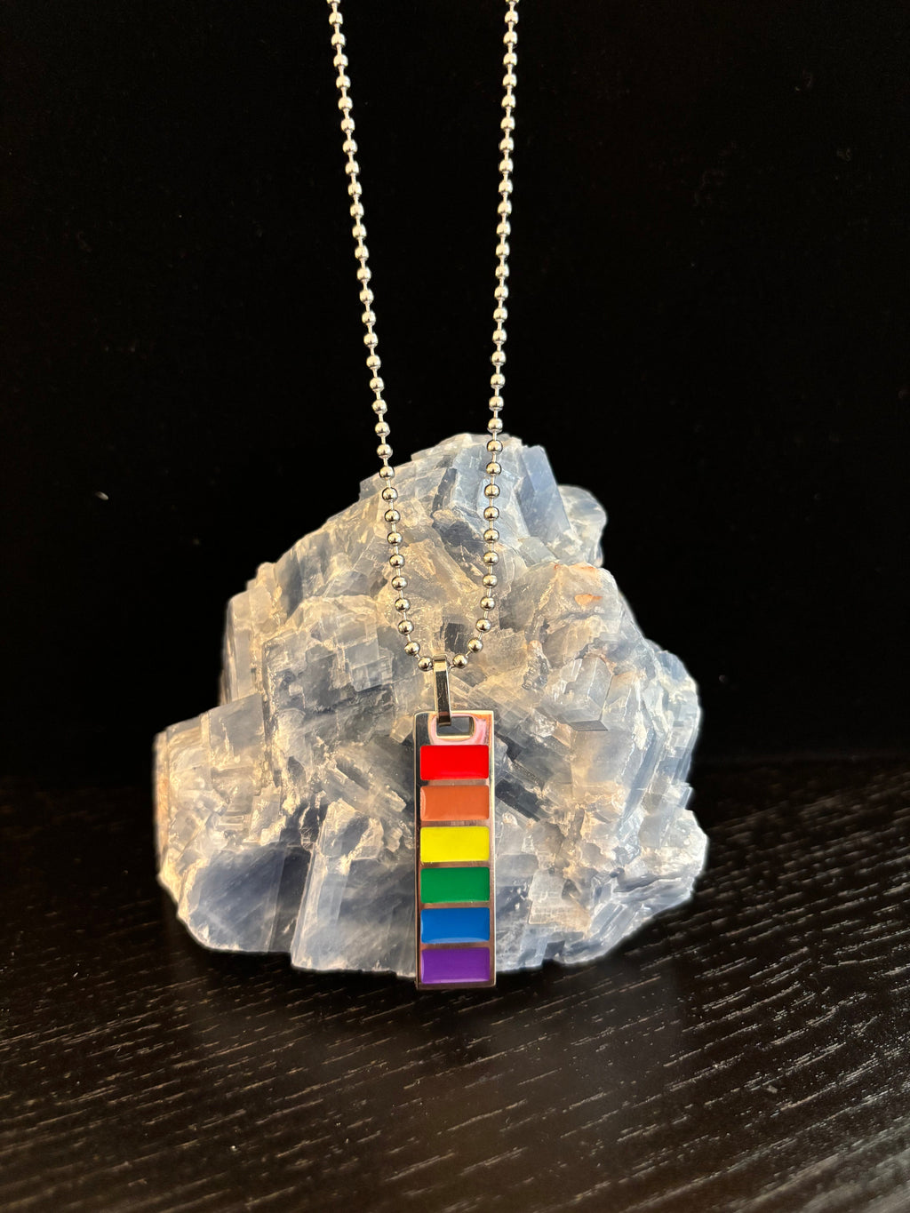 LGBTQ+ Pride Bar Pendant Necklace – Rainbow Enamel on Stainless Steel | | Wiccan Center