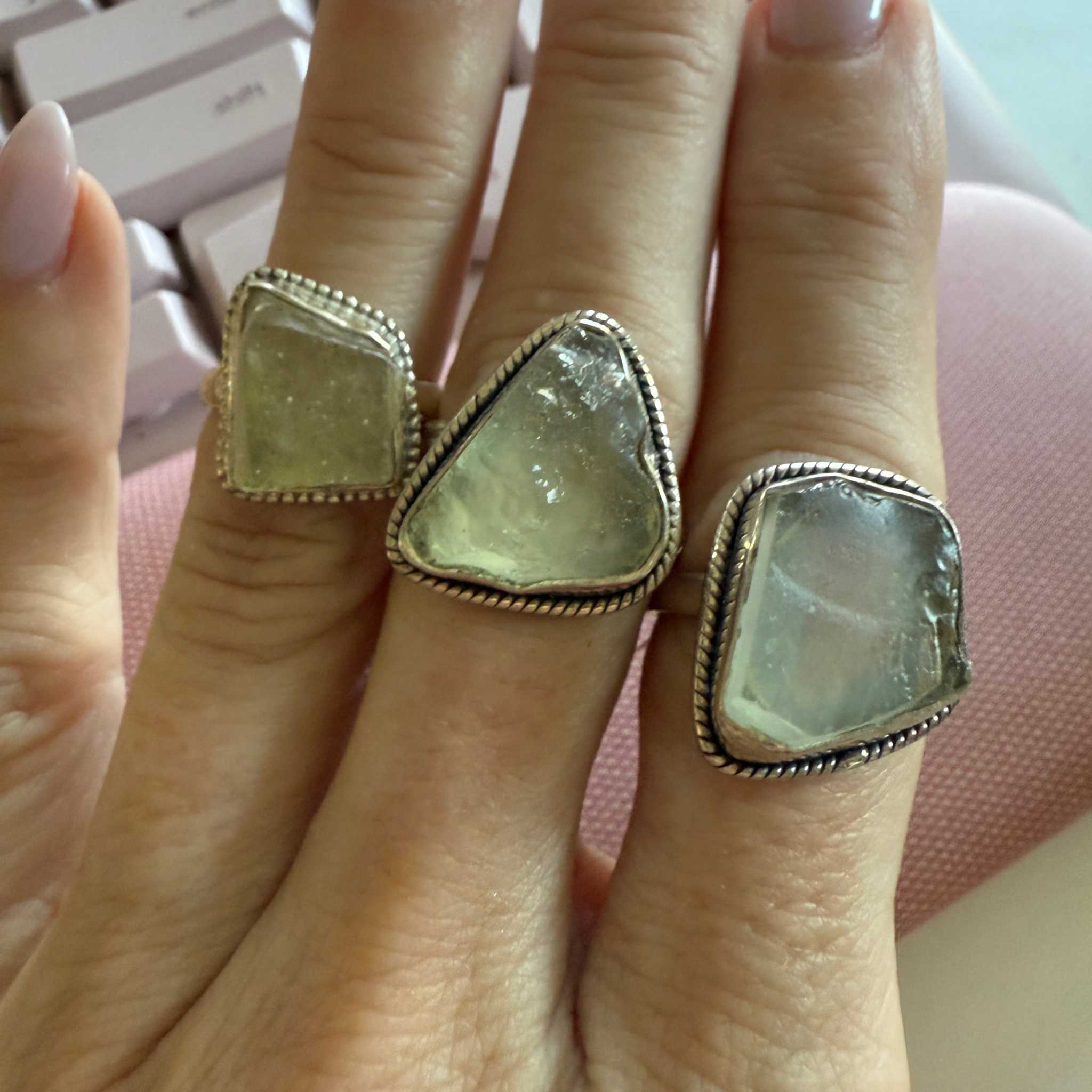Libyan Desert Glass Sterling Silver Ring – Sizes 7 & 9 – Ancient Protection & Manifestation Stone | Rings | Wiccan Center