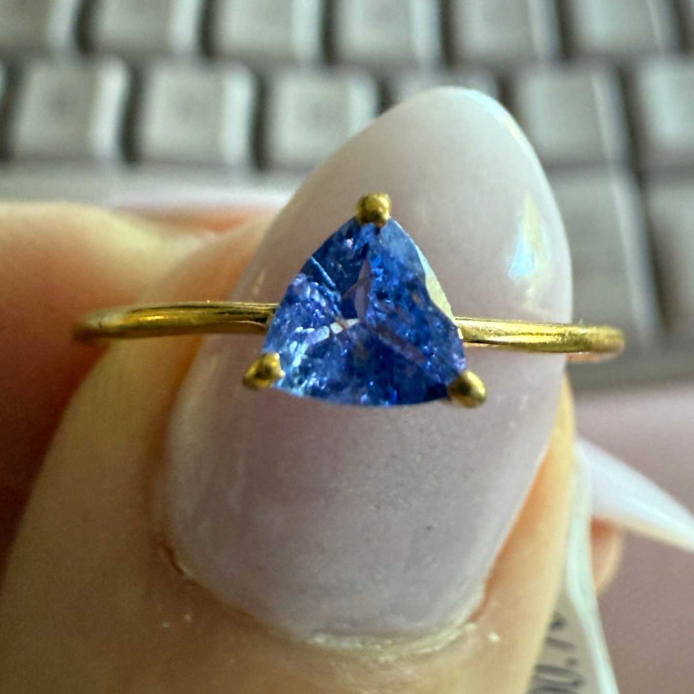 Tanzanite Gold Vermeil Minimal Ring – Sizes 6 & 7 – Intuition & Higher Consciousness Crystal Jewelry | Rings | Wiccan Center